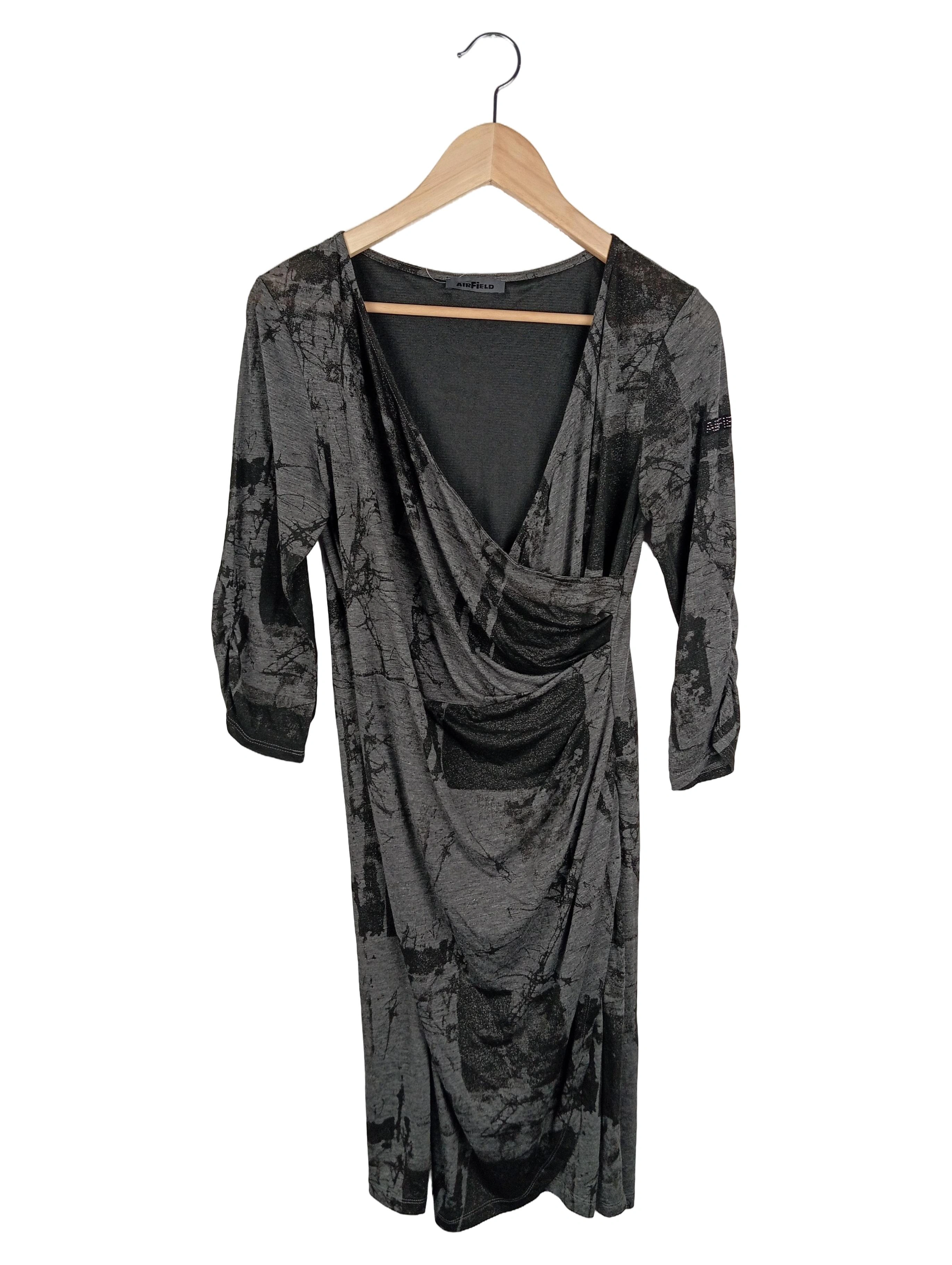 AIRFIELD Strickkleid Damen 34/XS Grau Elegant Wickelkleid 1