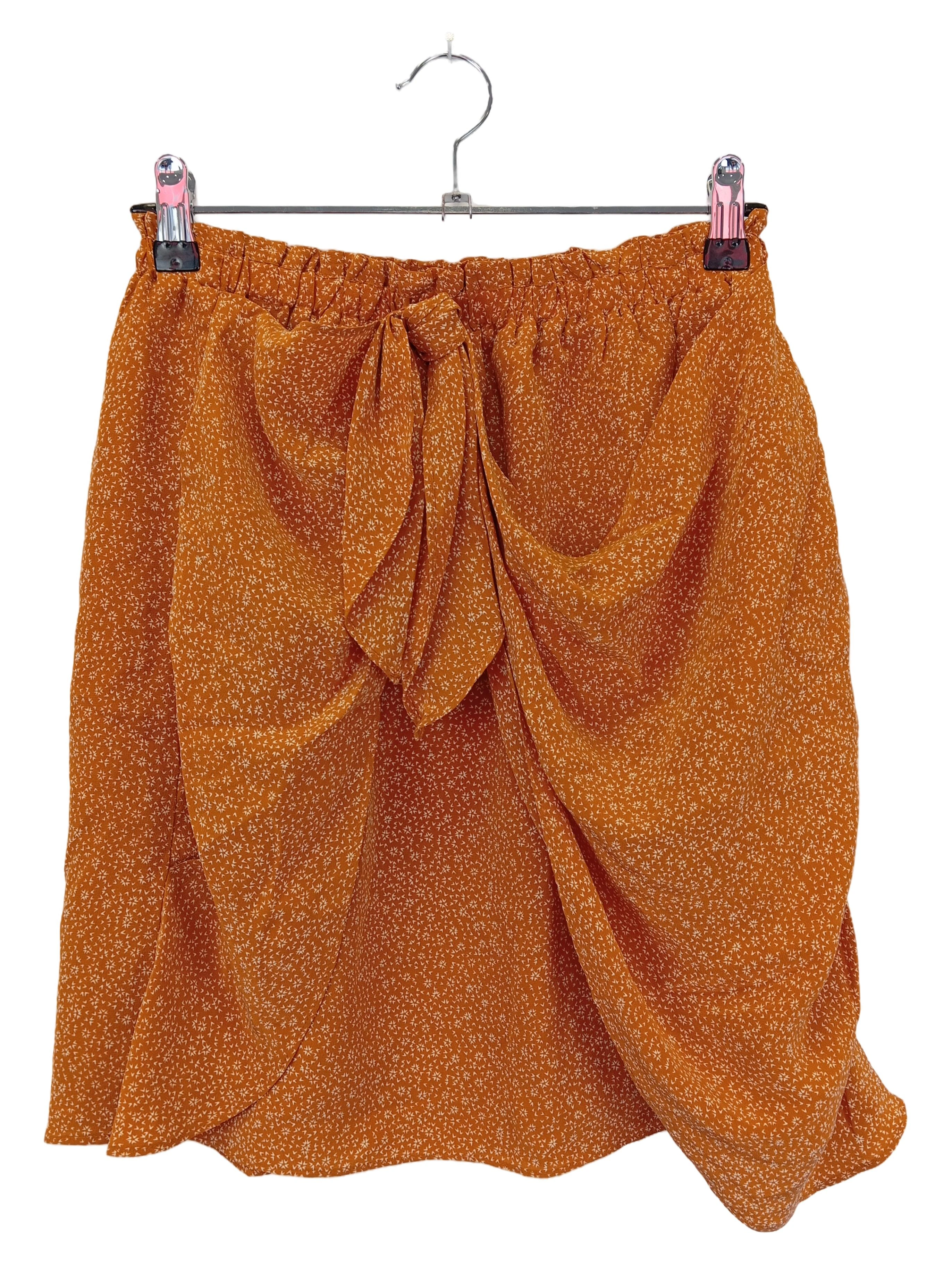 CLUB MONACO Damen Wickelrock Gr. 32/XXS Orange Seide Blumenmuster Elegant 1
