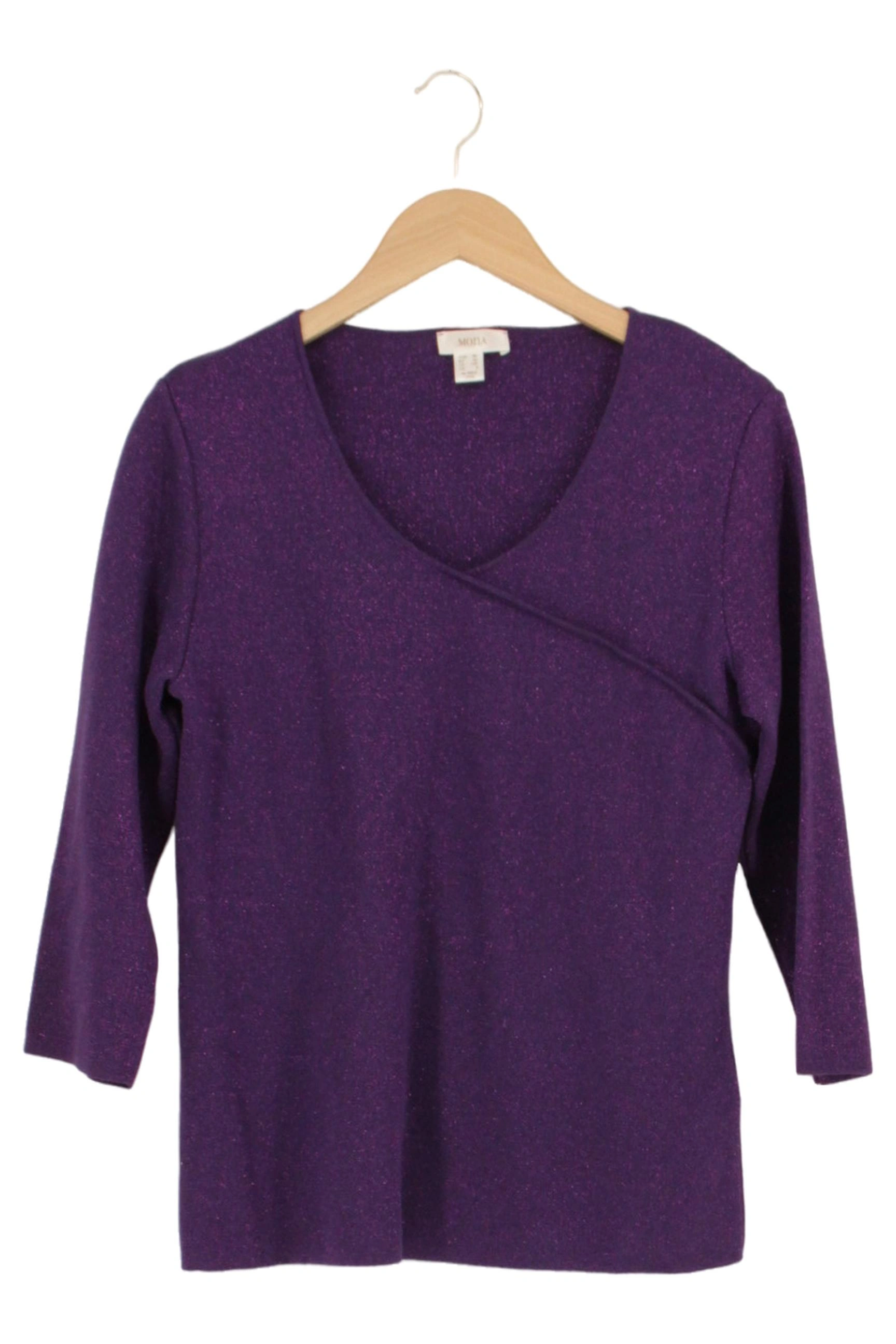MONA Damen Pullover Gr. 38/S Lila Glitzer Klassisch Elegant 3/4-Arm Viskose 1