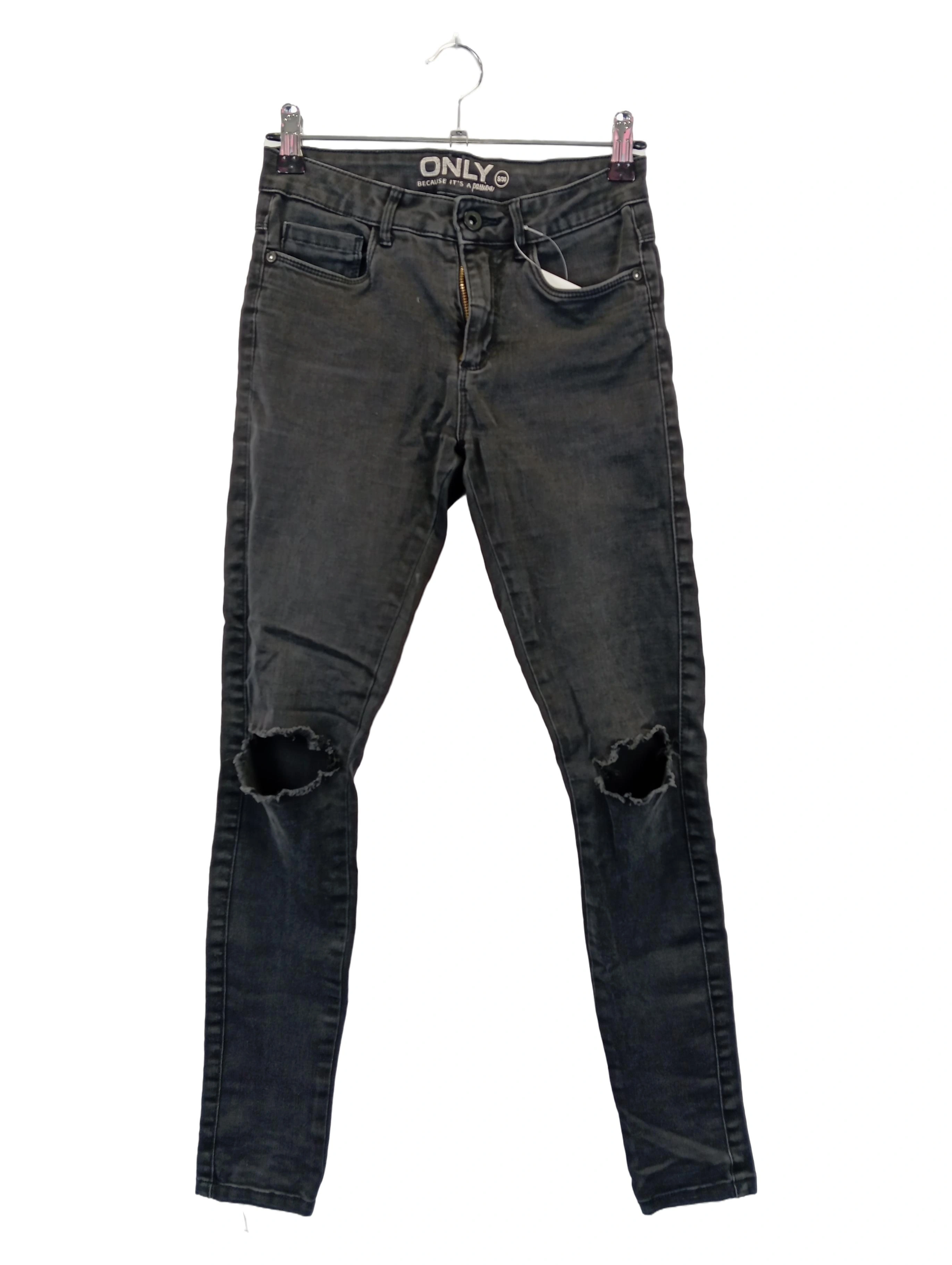 NOISY MAY Damen-Jeans Blau – Eng Geschnitten, Streetwear, Mit Nieten & Reißverschluss