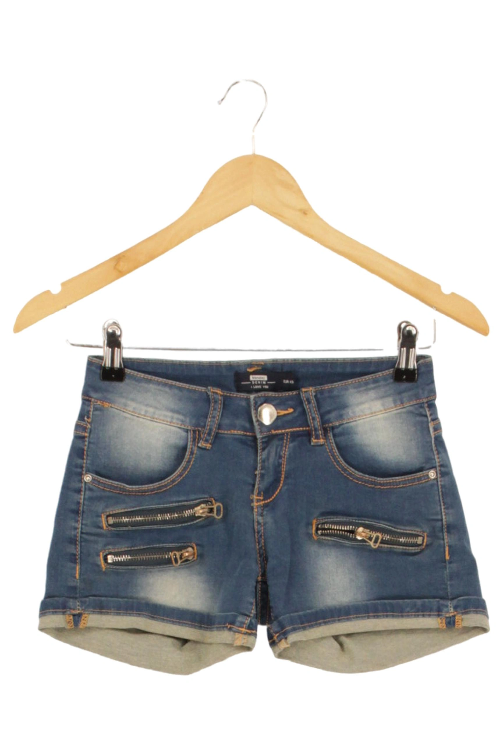 MONDAY Damen Jeans Shorts XS W25 Blau Casual Reißverschluss-Details 1