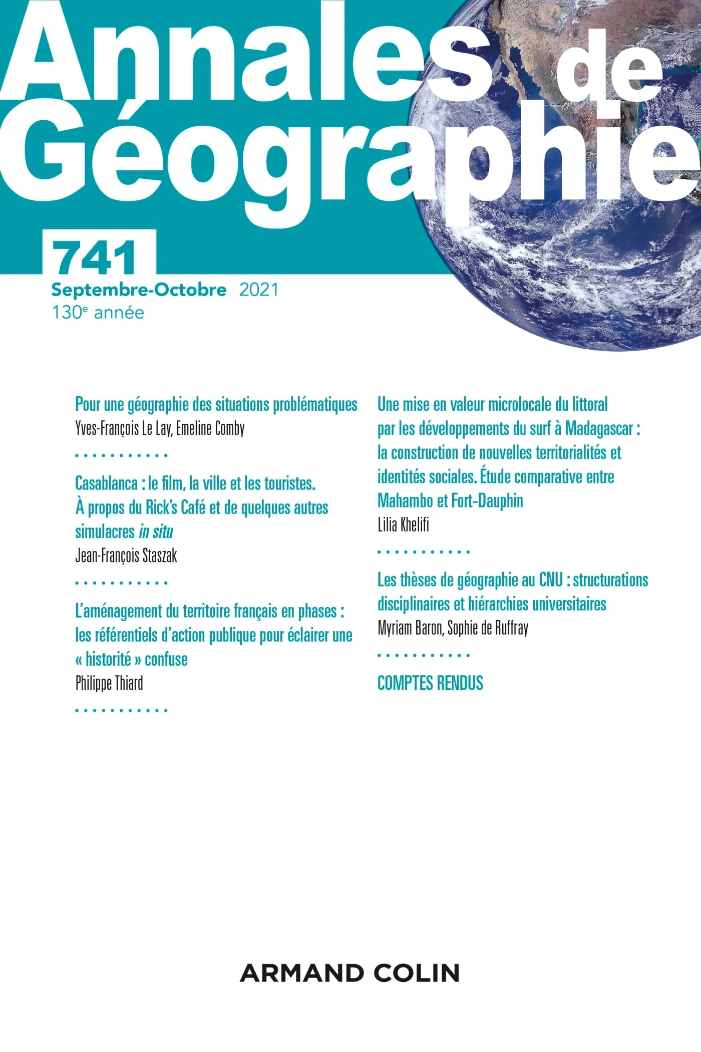 Armand Colin Annales de Géographie 741 2021 Zeitschrift Geographie 1