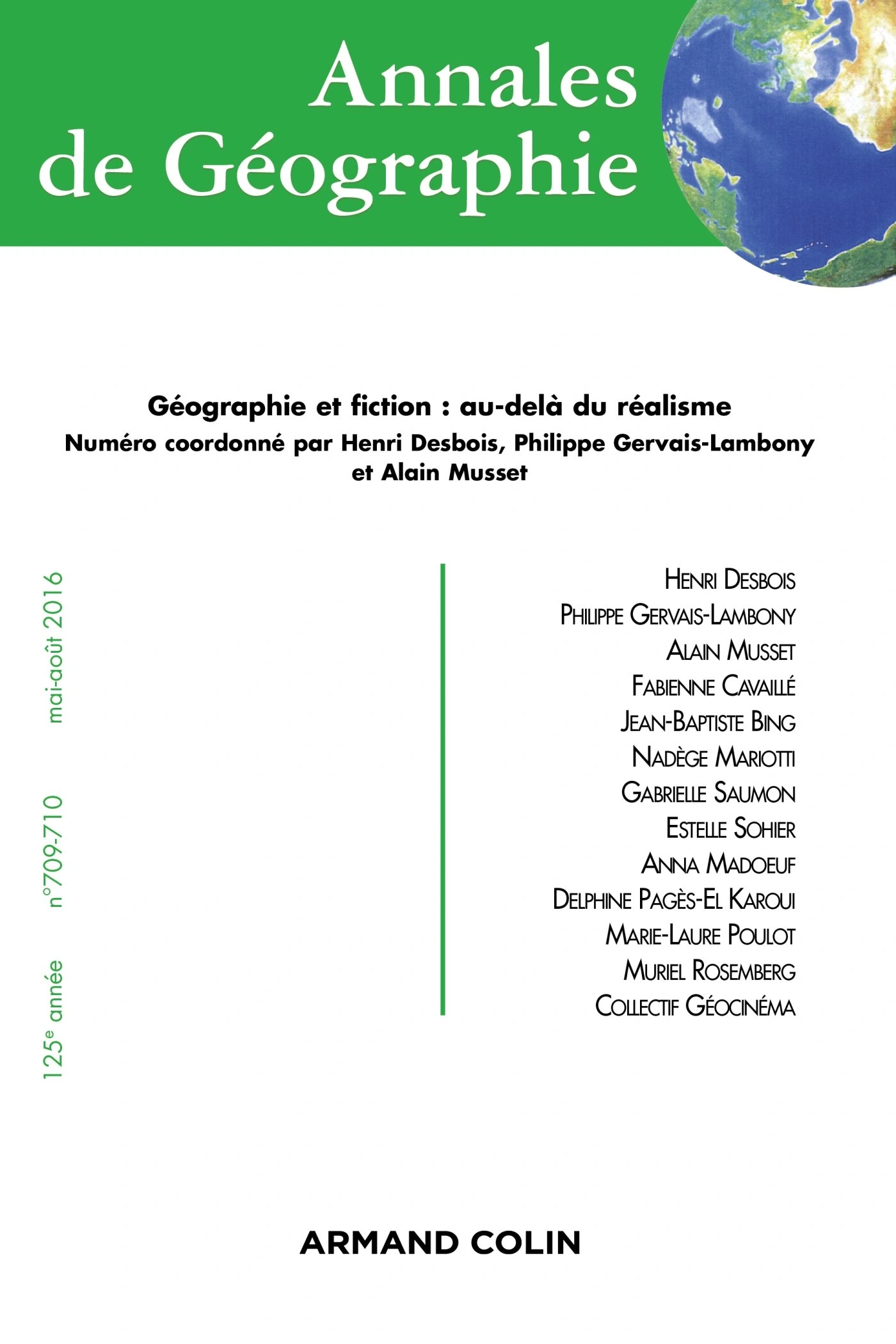 ARMAND COLIN Annales de géographie 709-710 Zeitschrift Geographie & Fiktion 1