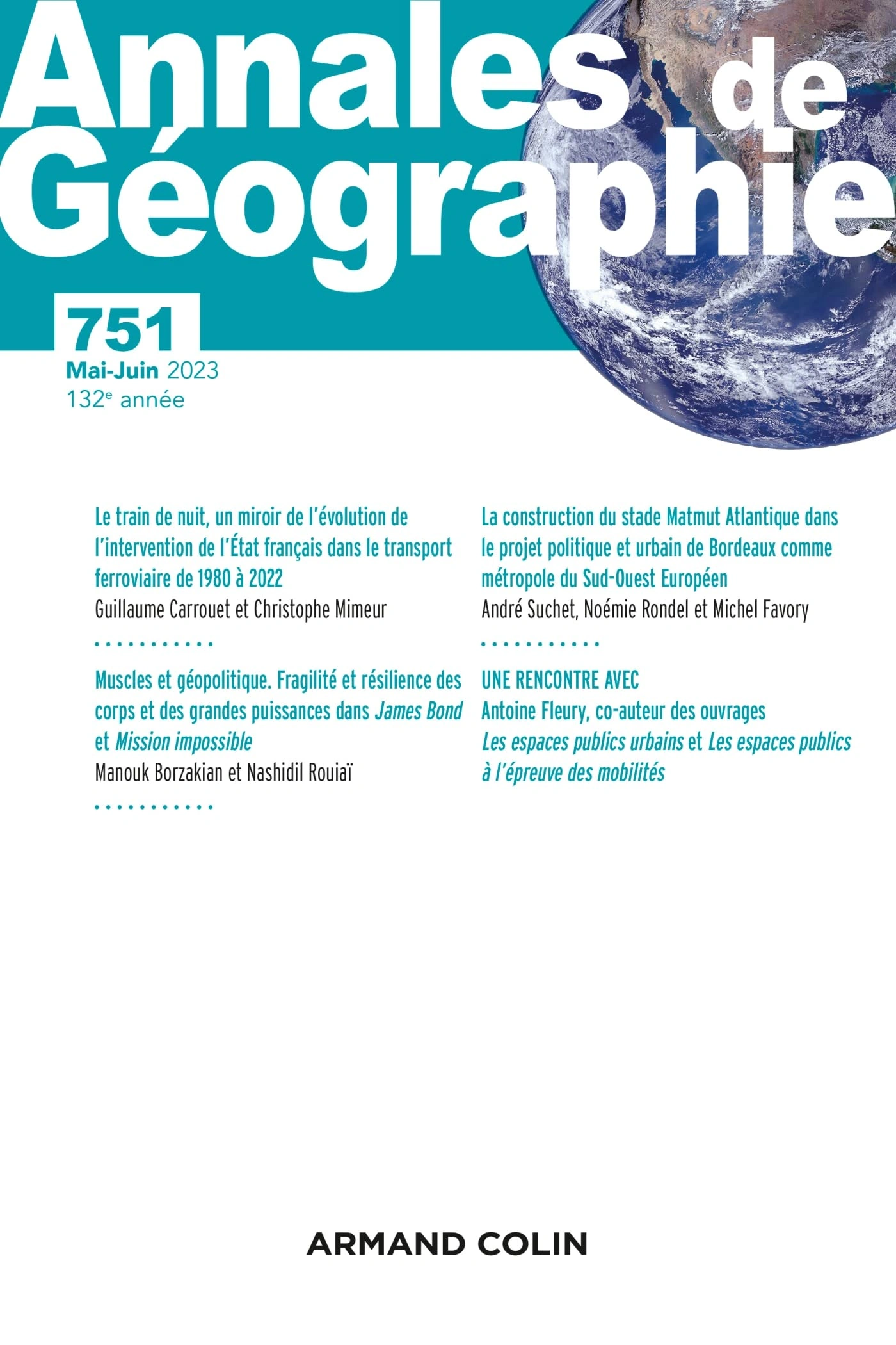 Armand Colin Annales de géographie 751 Mai-Juin 2023 Geowissenschaften 1