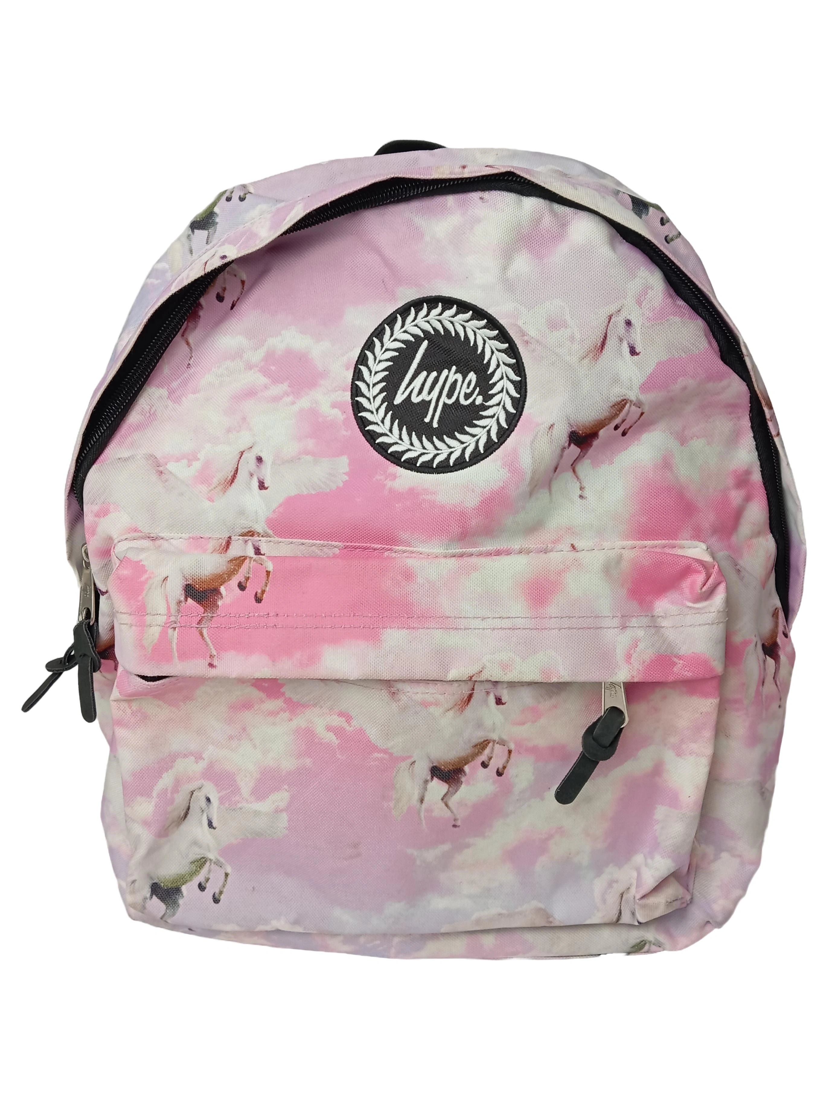 HYPE. Schulrucksack Kinder Rosa Pferde Wolken Muster Casual Backpack 1