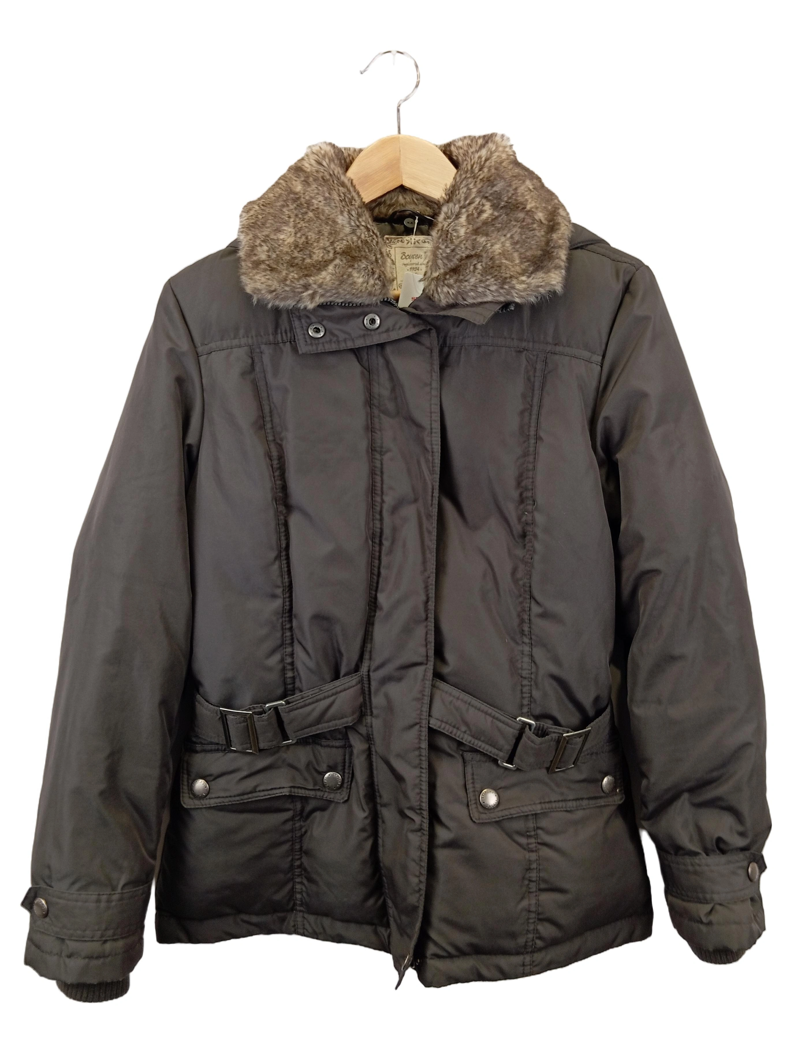 BOYSENS Damen Winterjacke Gr. 34/XS Schwarz Klassisch Casual Kapuze Fellbesatz 1