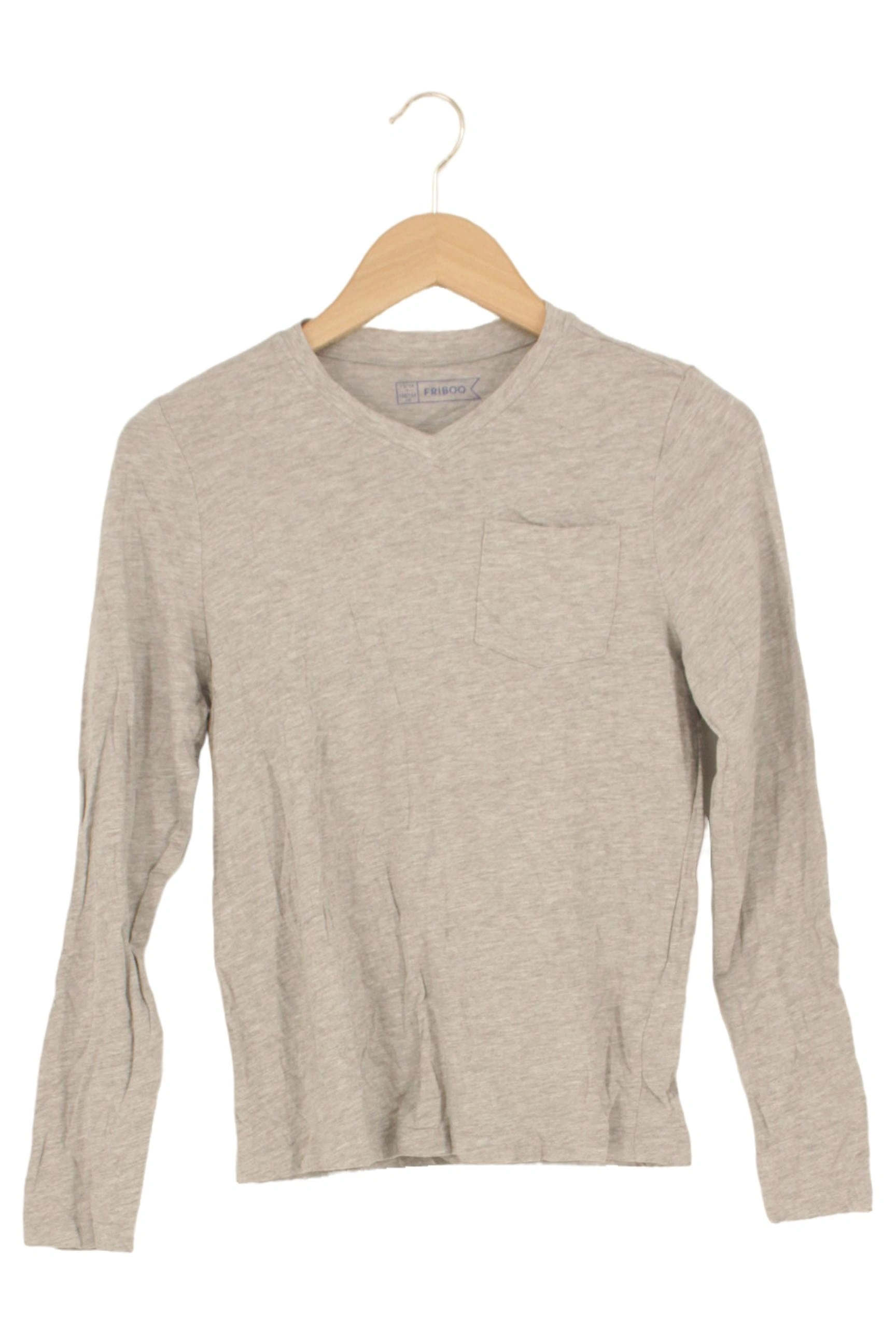 FRIBOO Kinder Langarmshirt Gr. 158/164 Grau Basic Casual V-Ausschnitt 1