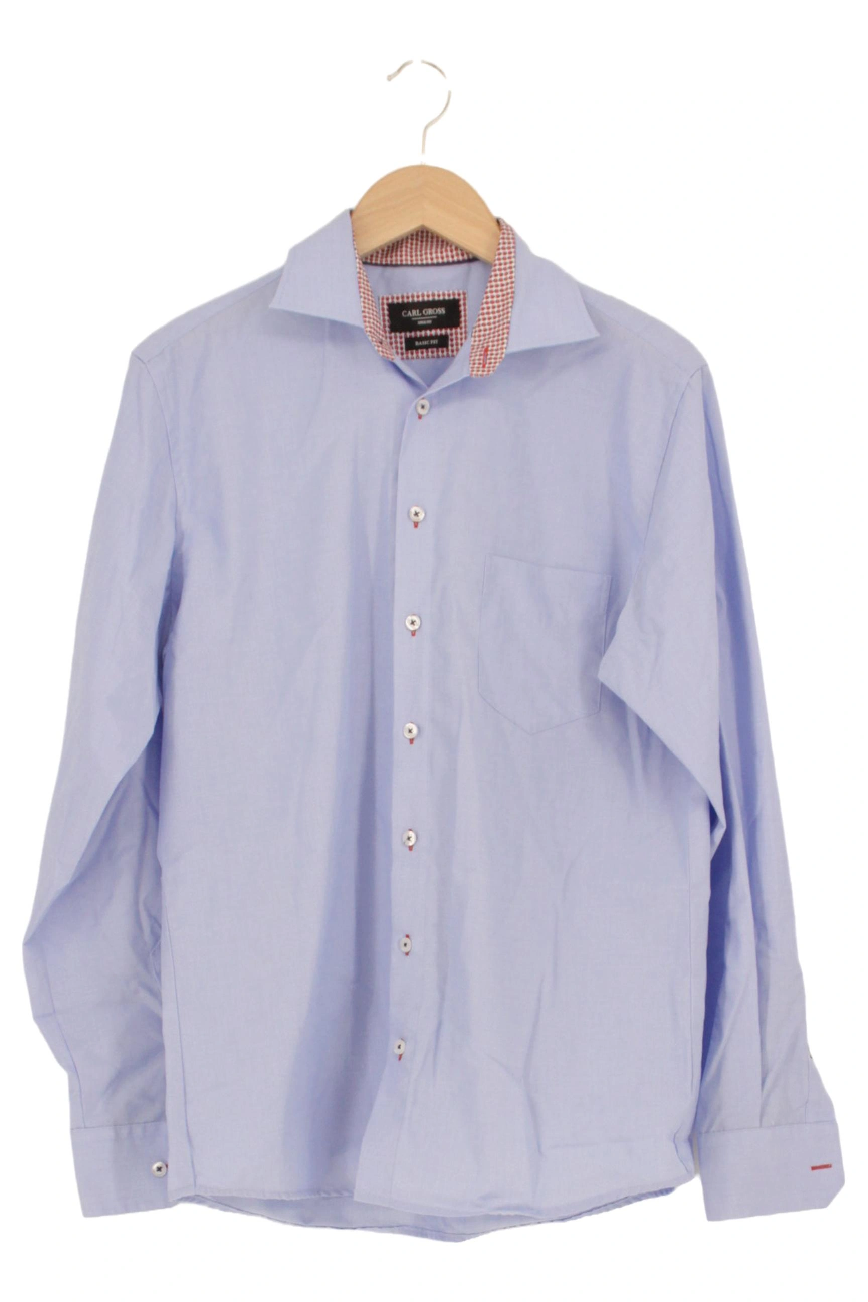 CARL GROSS Business Hemd Herren Gr. 39/48 M Blau Baumwolle Langarm 1