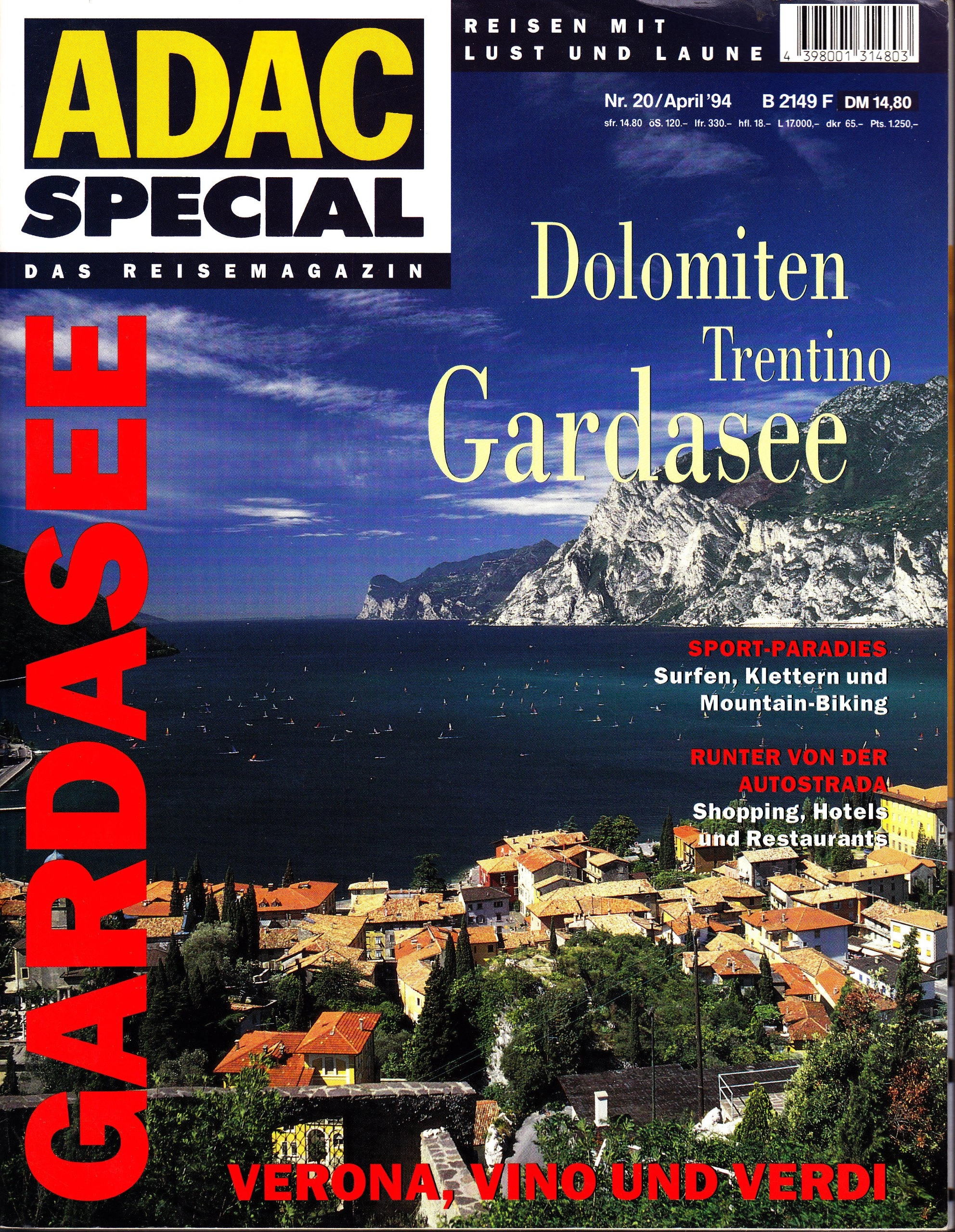 ADAC Special Reisemagazin Gardasee Dolomiten Trentino Nr. 20 April 1994 1