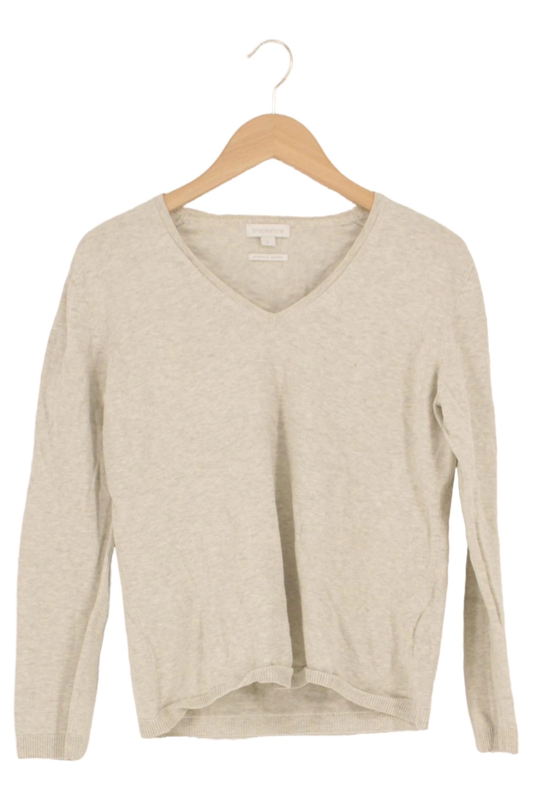 BROOKSHIRE Herren Pullover Gr. 52/L Beige Casual Baumwolle V-Ausschnitt 1