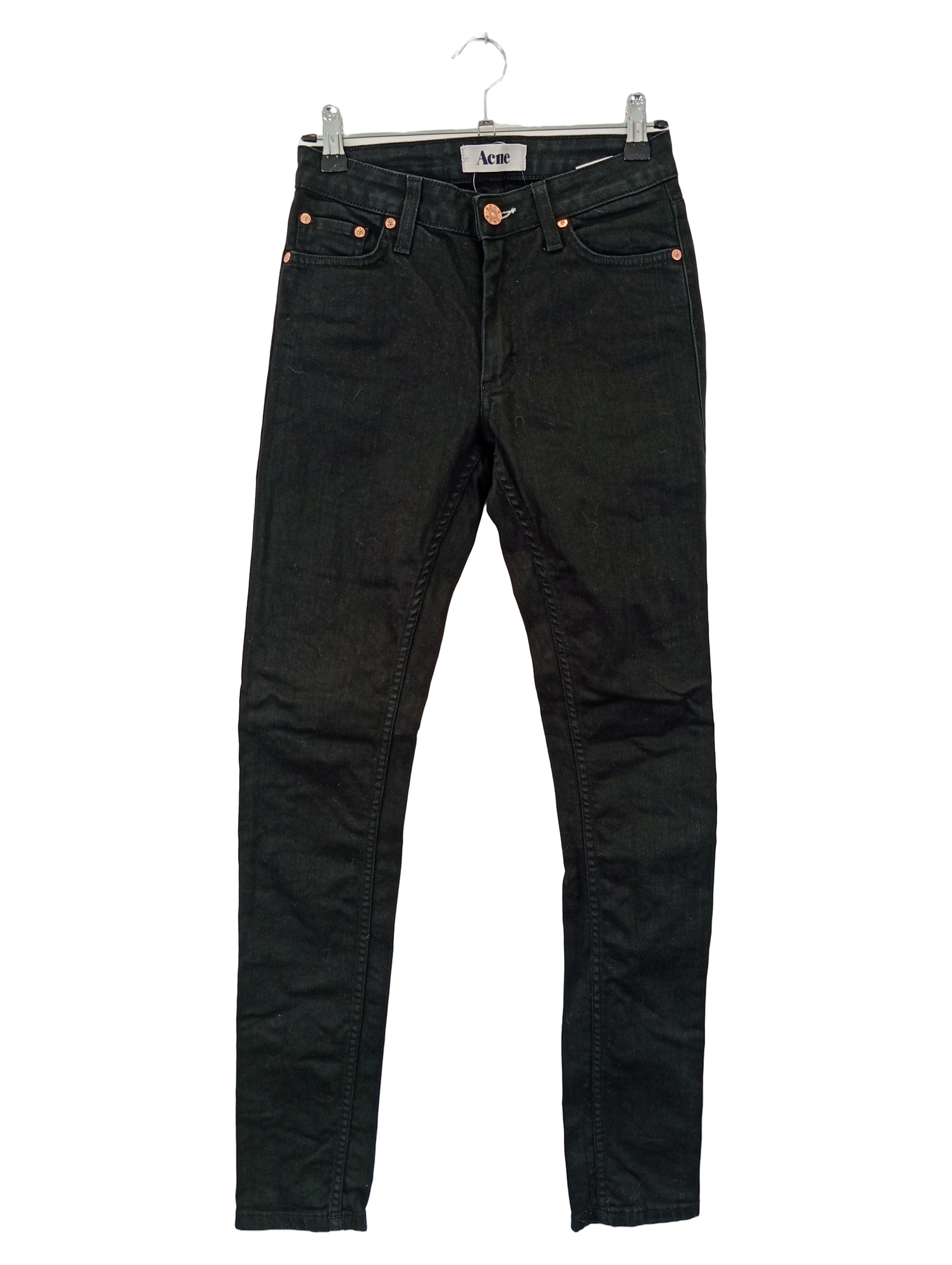 ACNE Damen Jeans Skinny Fit W25/34 Schwarz FLEX S WET BLACK Stretch Hose 1