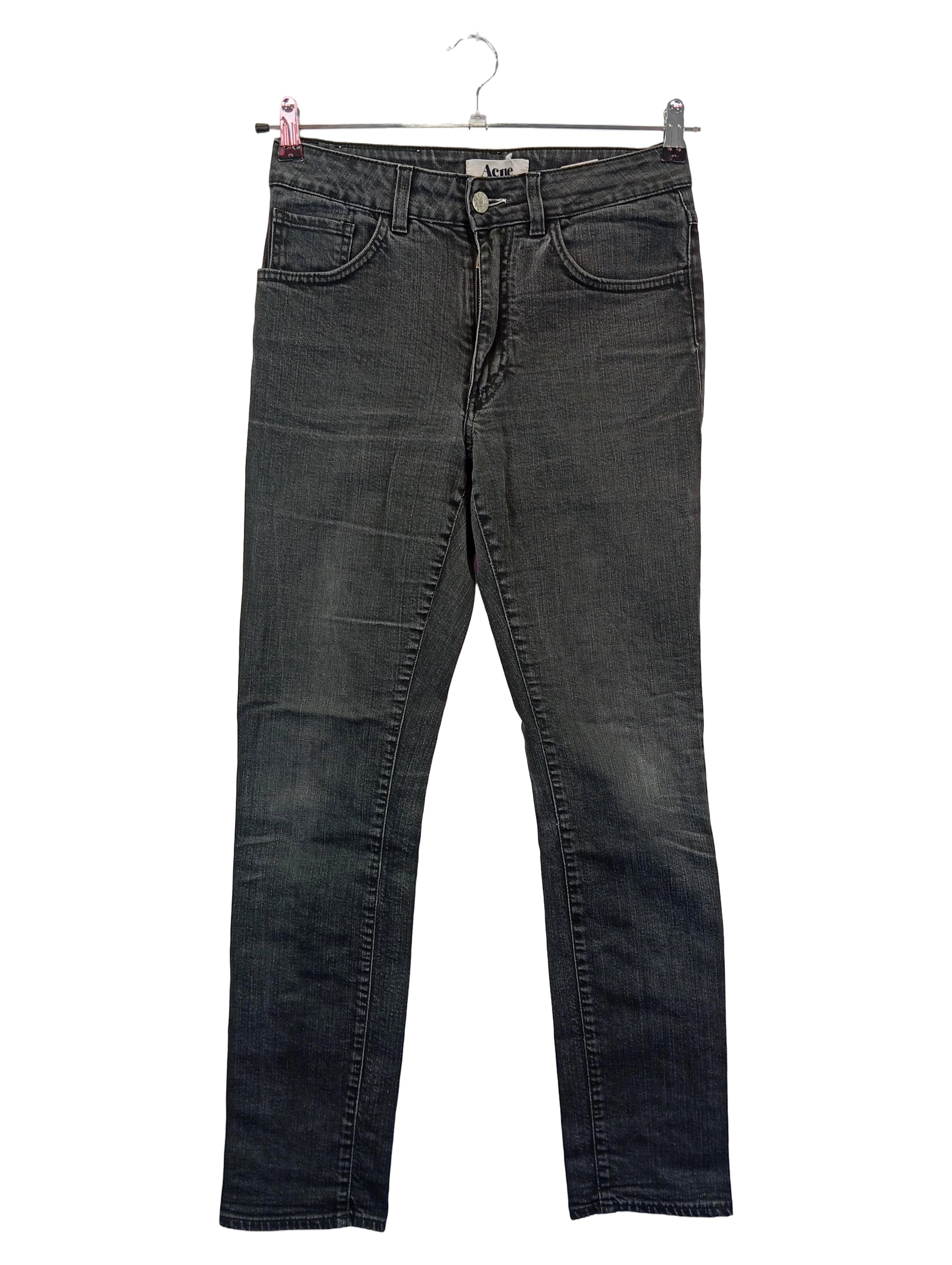 Acne Damen High Waist Jeans W29/L32 Gr. 38 Grau Needle Wet Sash 1