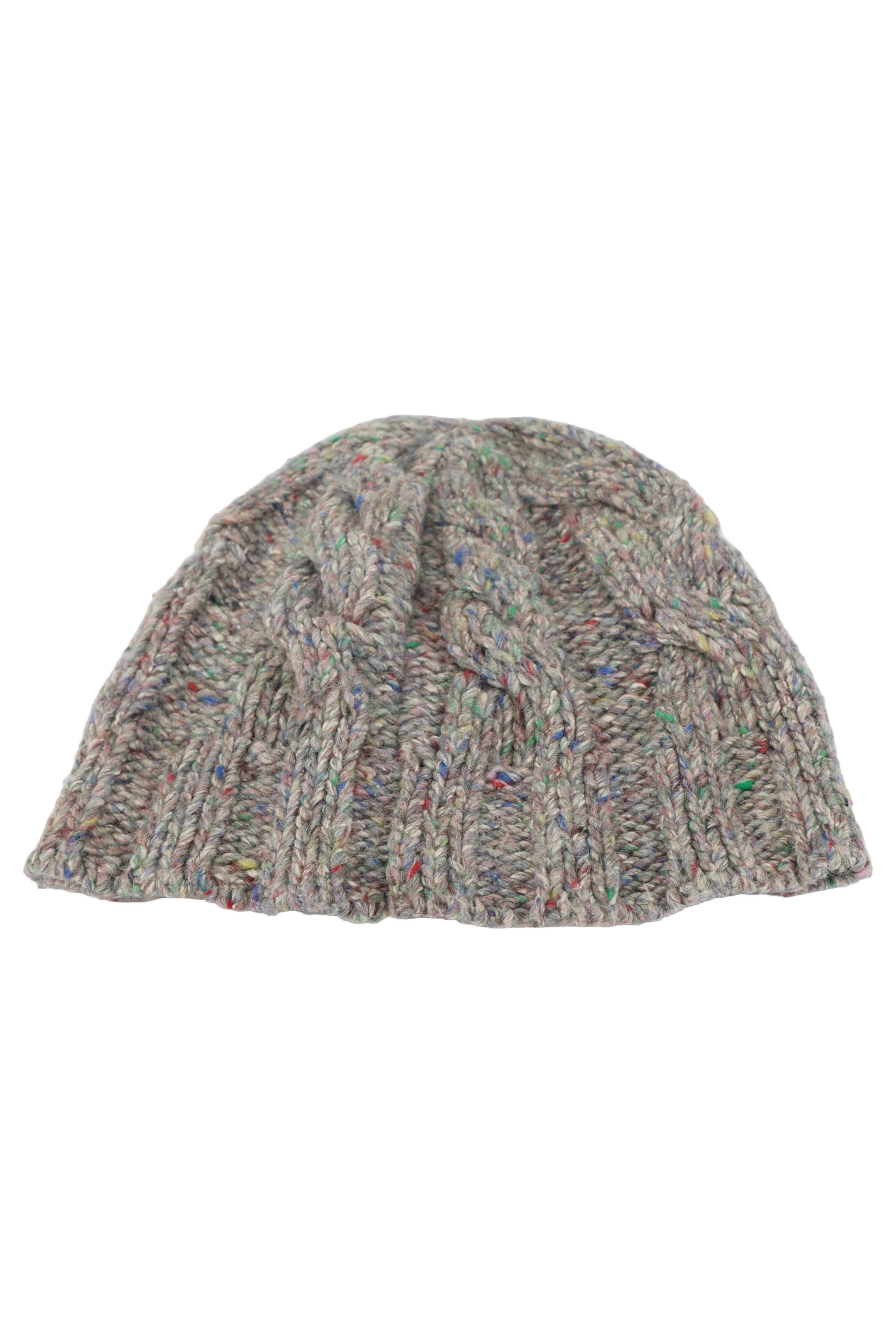 TOMMY HILFIGER Damen Mütze Grau Zopfstrickmuster Wolle Seide Casual 1