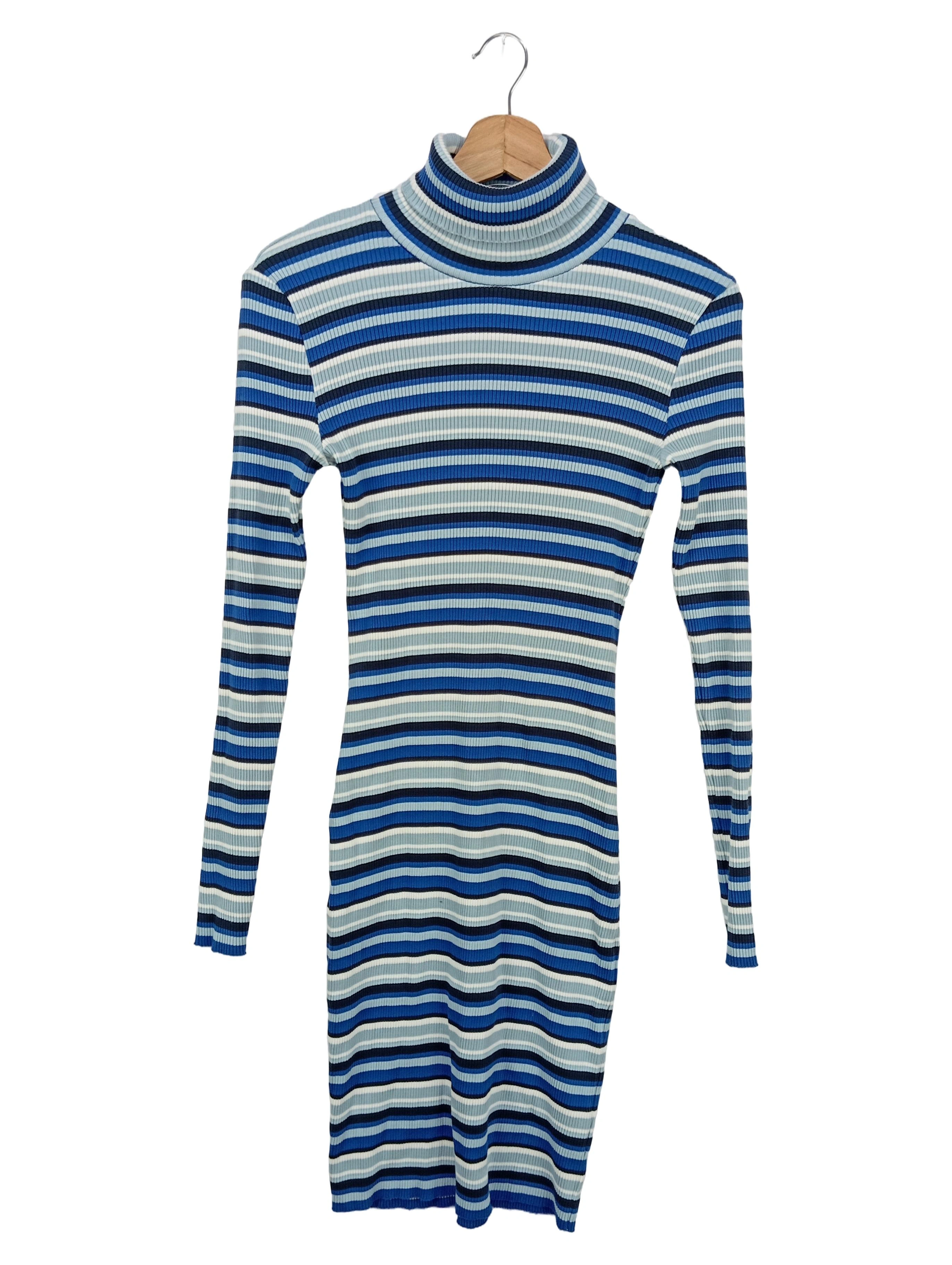 2NDDAY Damen Strickkleid Rollkragen Gestreift Baumwolle 34/XS Mehrfarbig 1