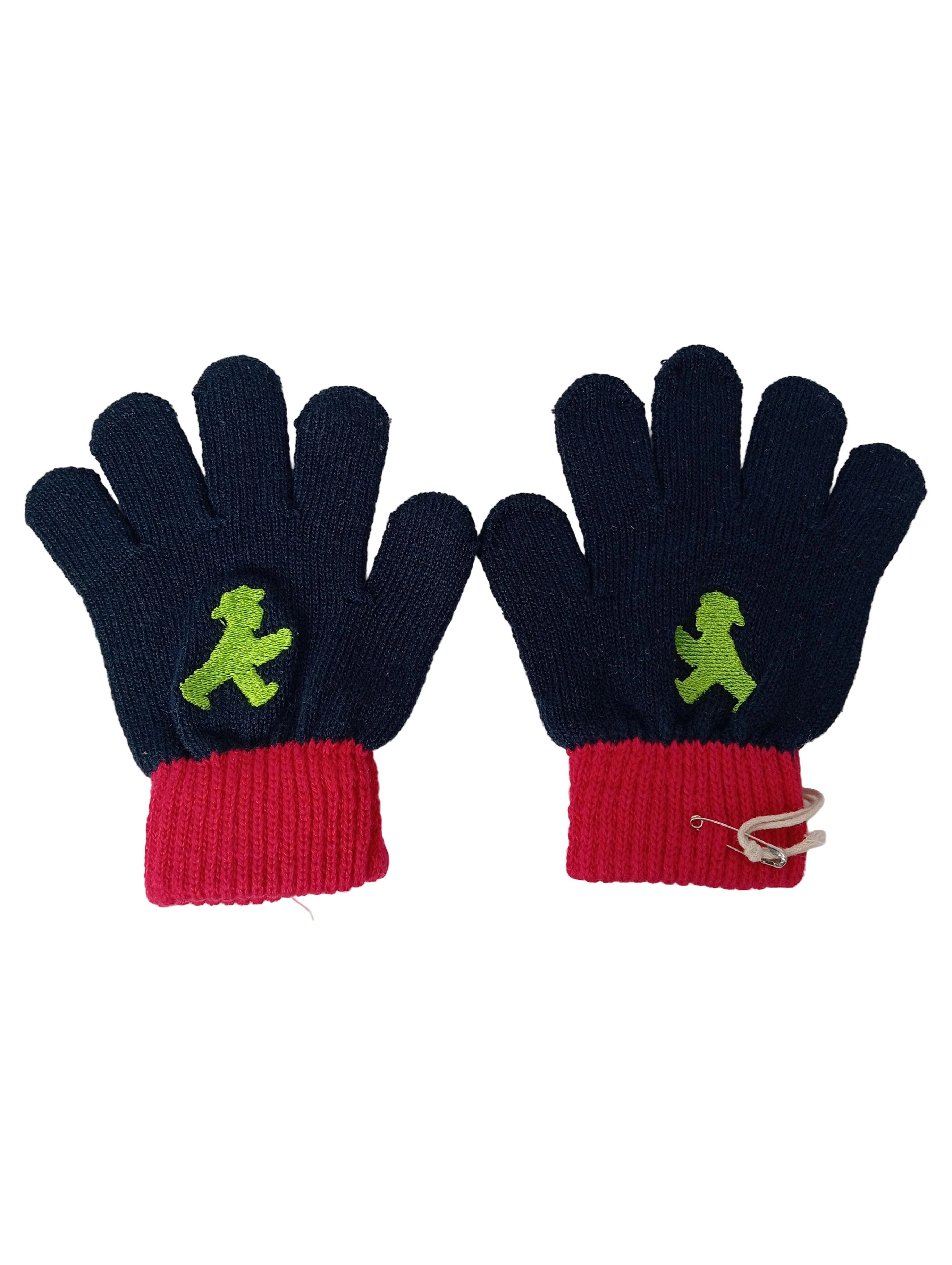 AMPELMANN Kinder Handschuhe Blau Rot Logo-Print Gr. UNI 116-128 1