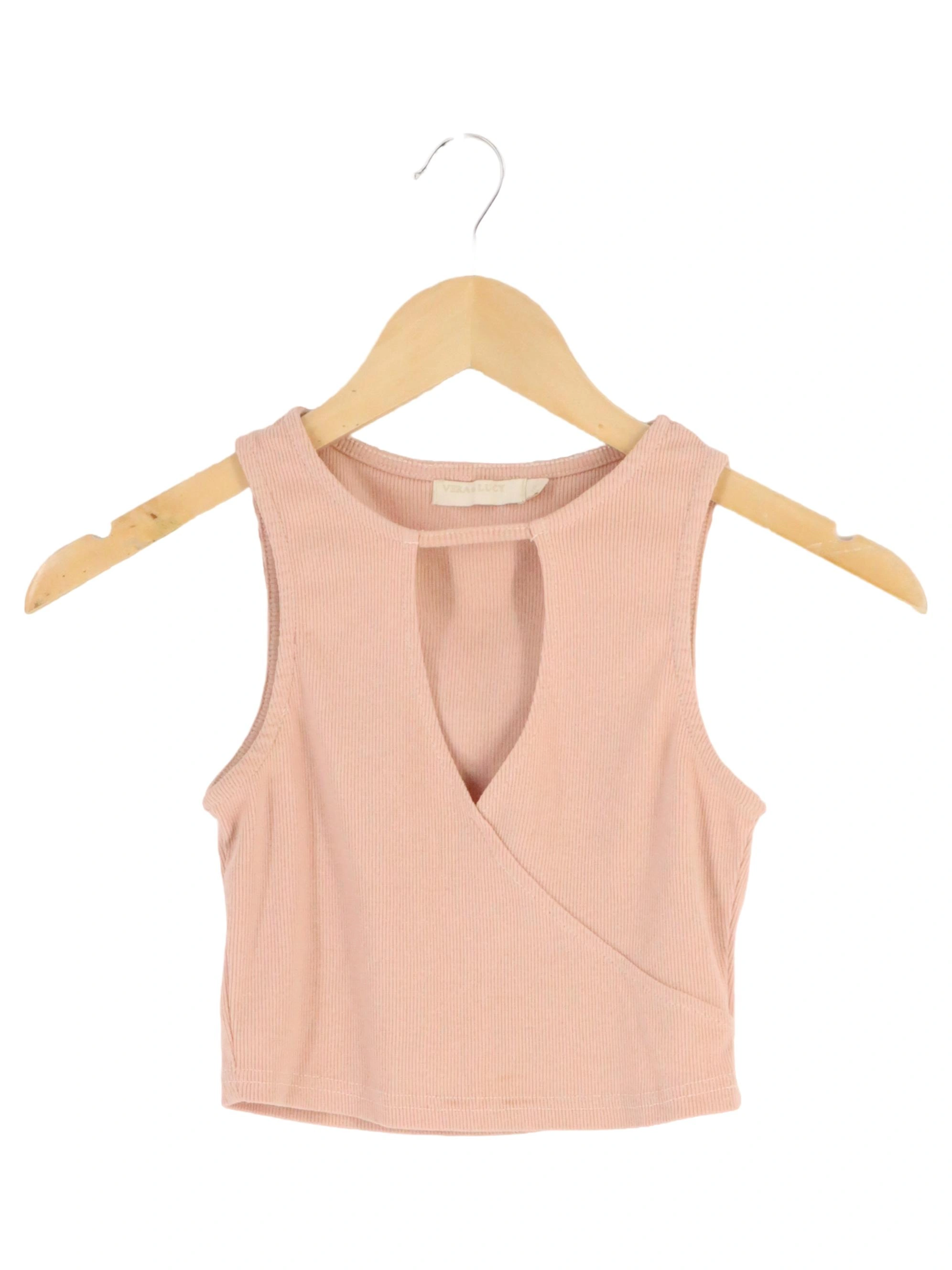 VERA & LUCY Damen Top 36/S Rosa Rippstrick Cut-Out 1