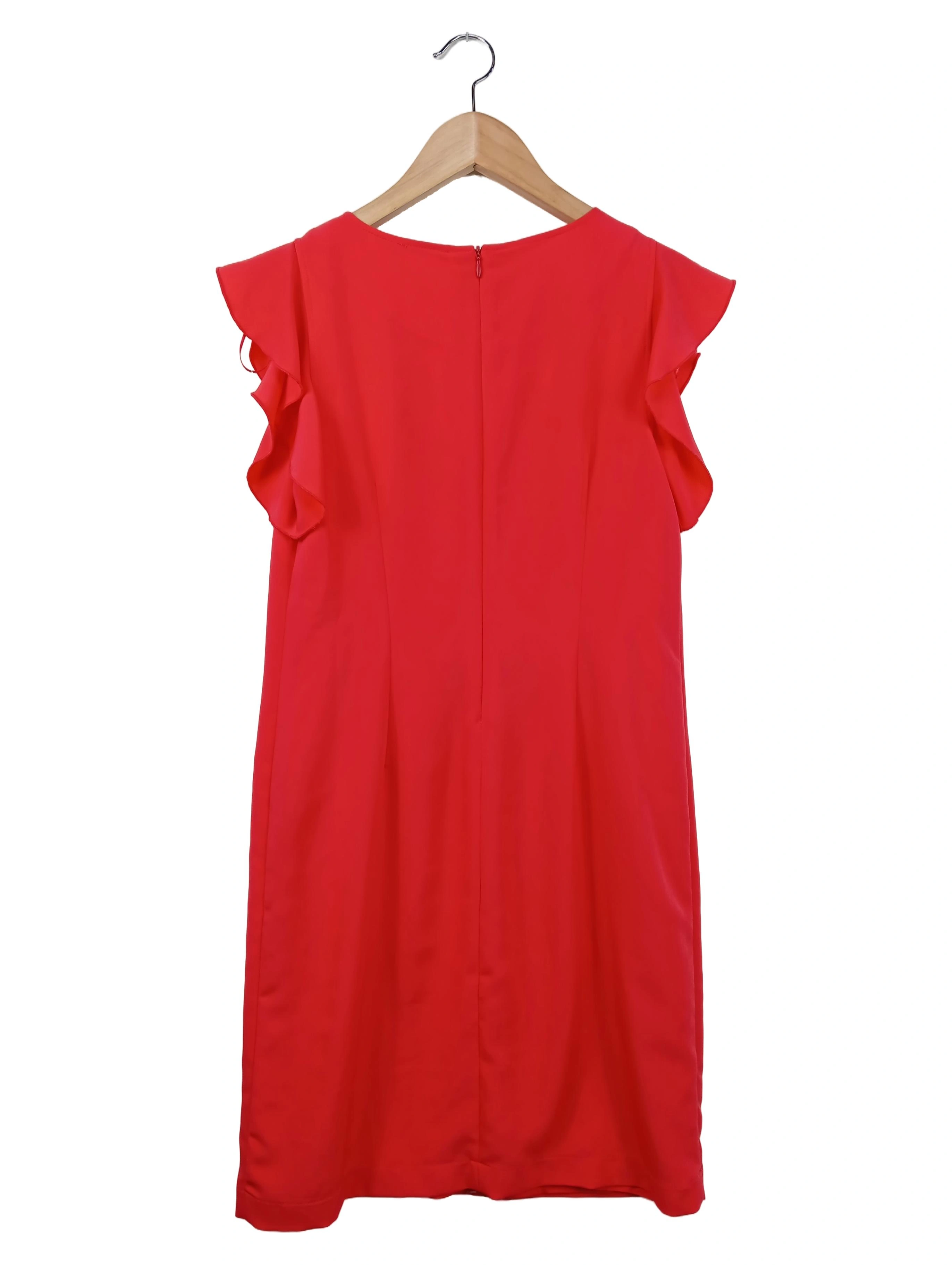 JETTE Damen Freizeitkleid Gr. 36/S Rot Elegant mit Rüschen 2
