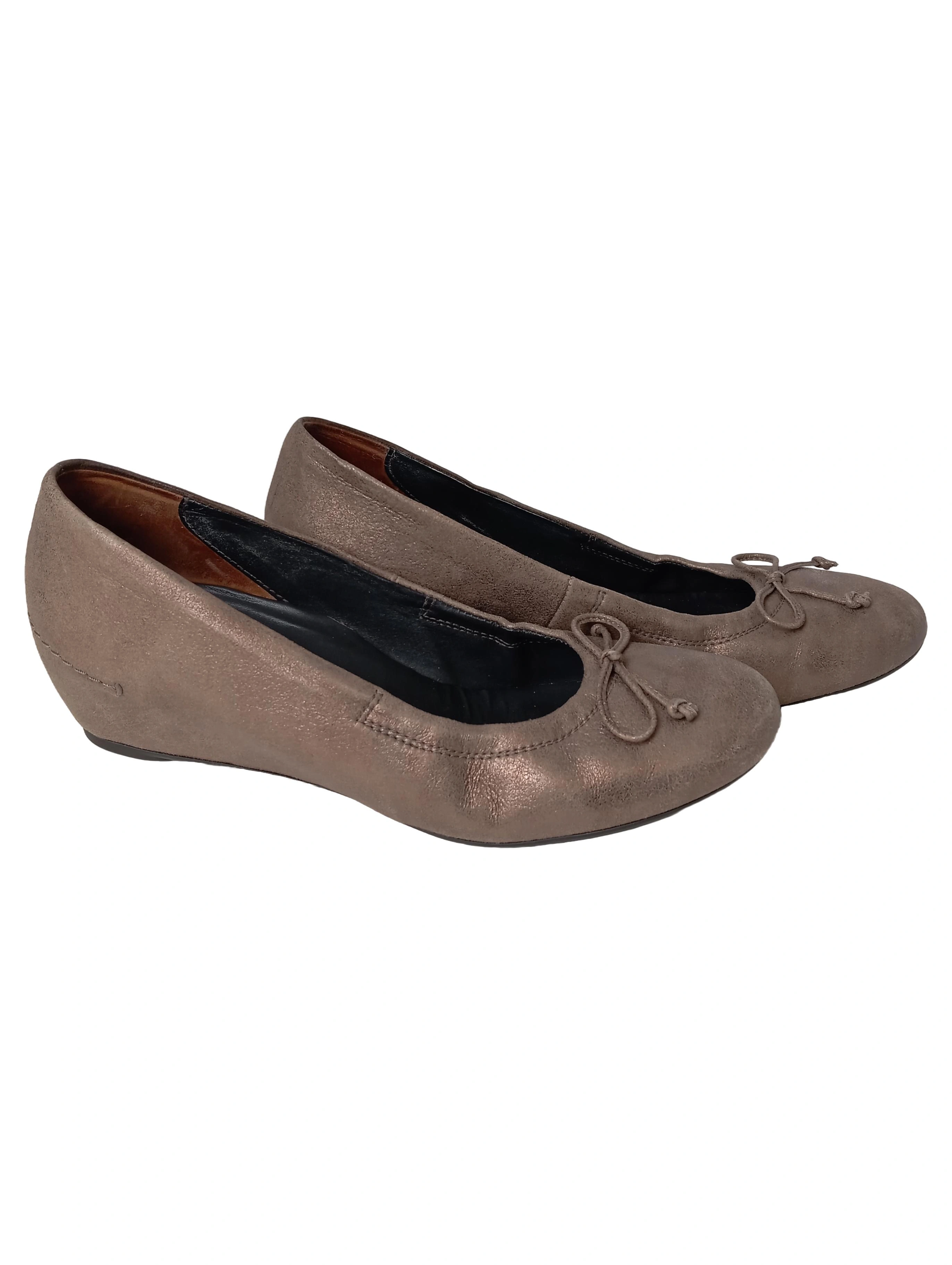 PAUL GREEN Damen Ballerinas Gr. 38.5 Braun Leder Schleife Elegant 1