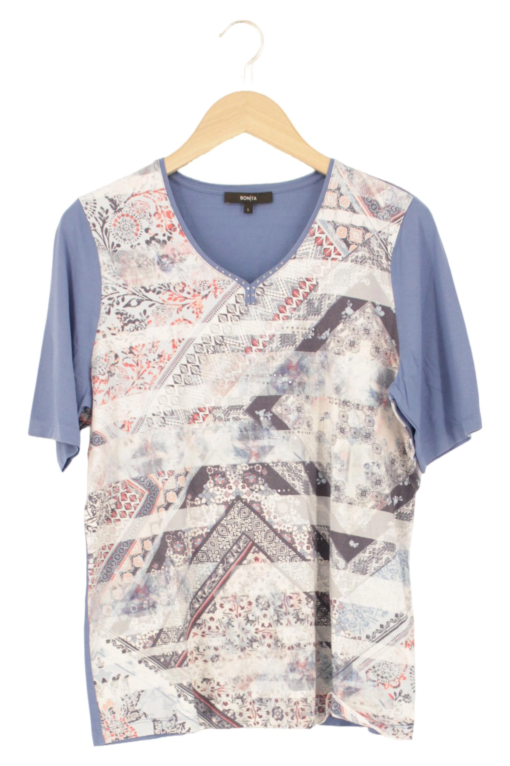 BONITA Damen T-Shirt Gr. 40/L Mehrfarbig Grafisches Muster Casual Modern 1