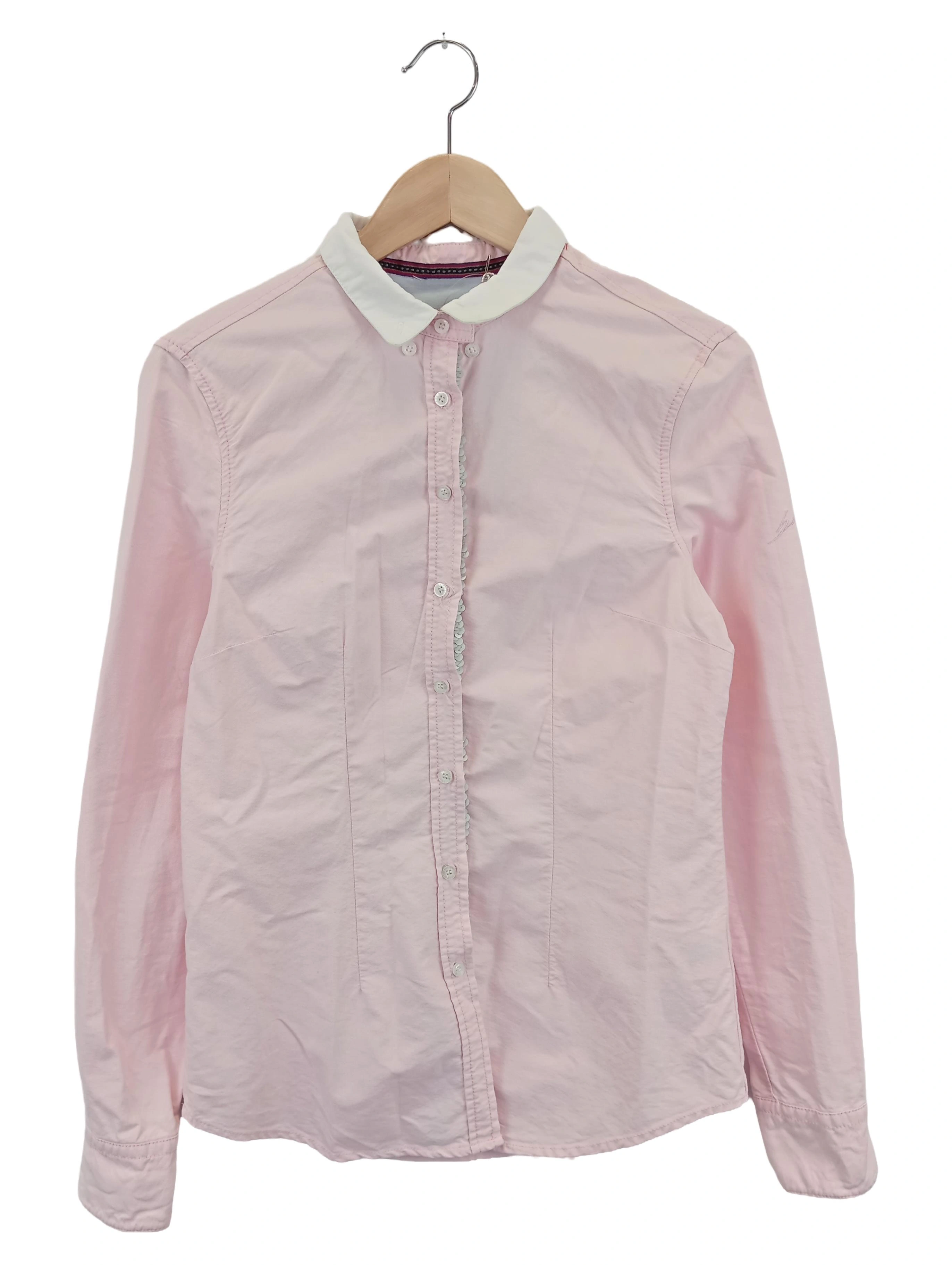 BLUE FIRE Damen Bluse Rosa Gr. 36/S Klassisch Elegant Baumwolle Langarm 1