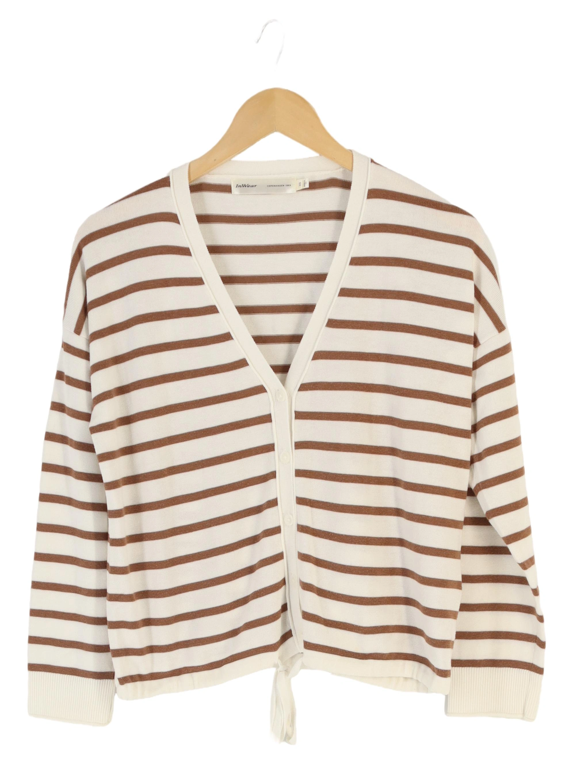 INWEAR Damen Strickjacke Einheitsgröße Beige Gestreift Casual 1