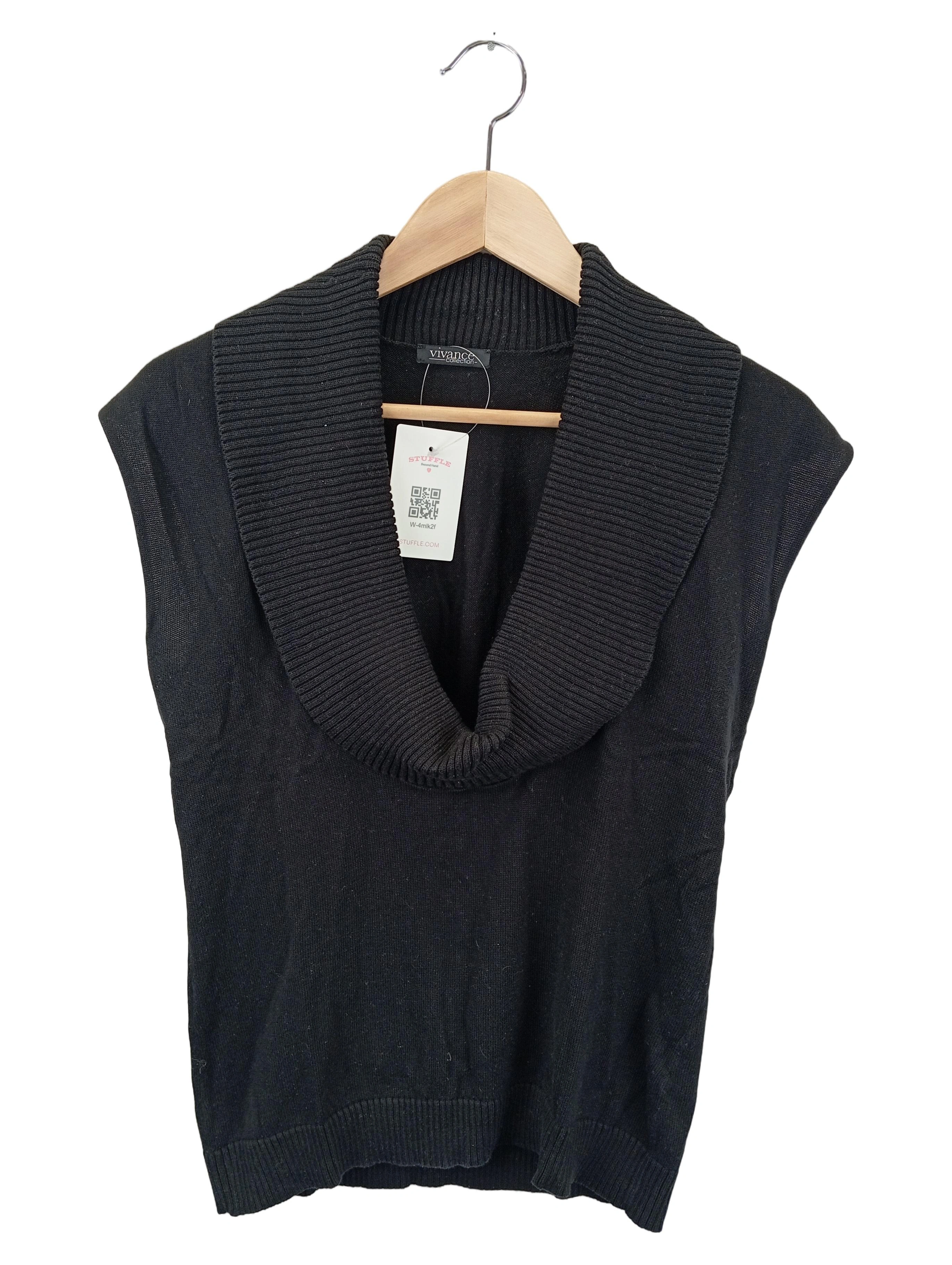 VIVANCE Pullunder Damen Gr. 38/M Schwarz Casual Basic Rollkragen Rippstrick 1