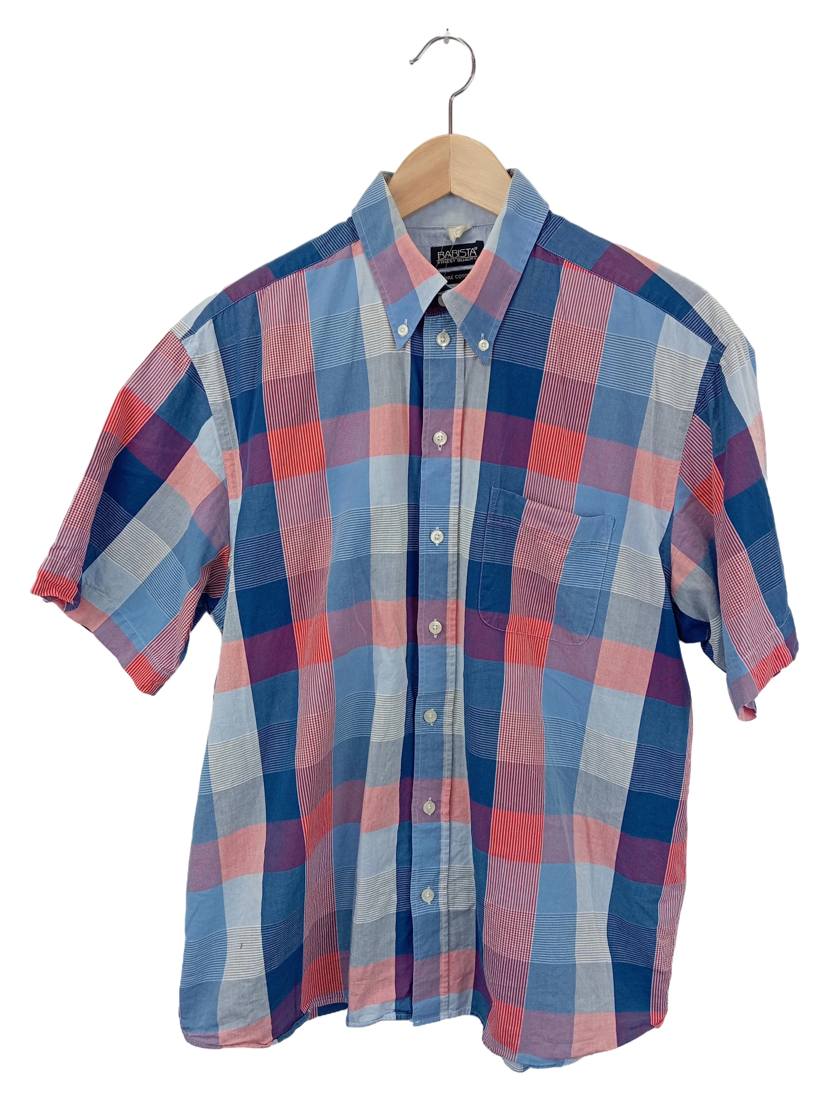 BABISTA Herren Freizeithemd 48/M Blau Kariert Kurzarm Baumwolle 1