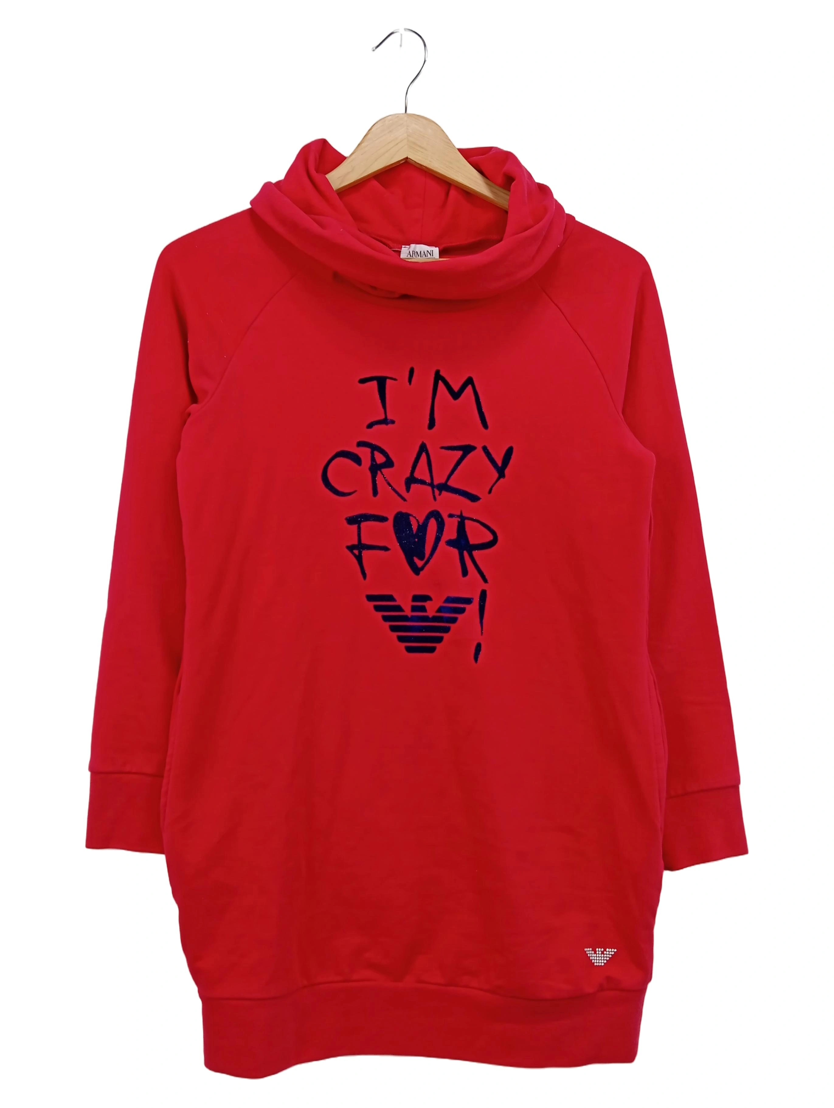ARMANI JUNIOR Kinder Sweatkleid Gr. 152 Rot Schriftzug Logo Streetwear 1