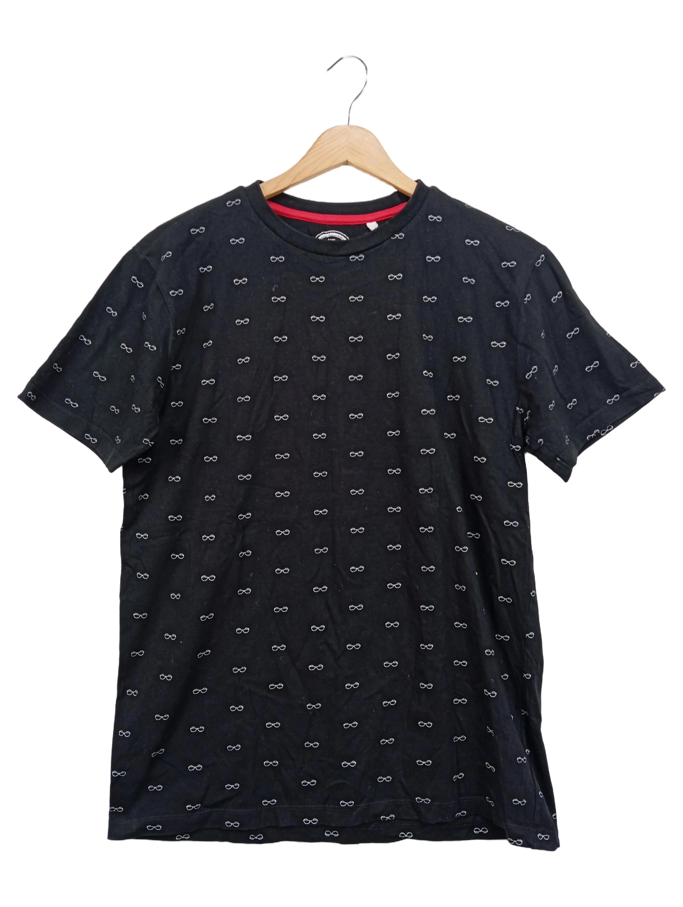 DENIM & FLOWER Herren T-Shirt Gr. 46/S Schwarz Grafisch Streetwear Baumwolle 1