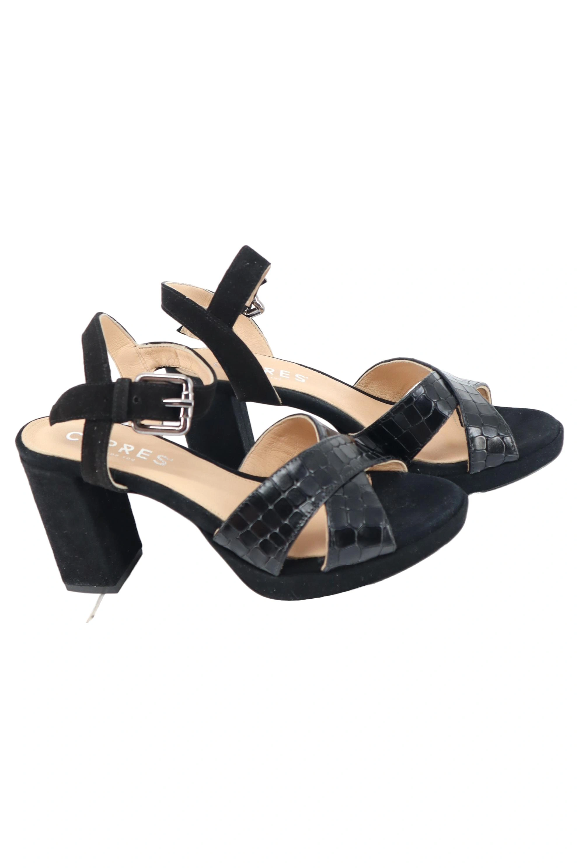 Cypres Damen Sandaletten Gr. 39 Schwarz Elegant Kreuzriemen Blockabsatz 1