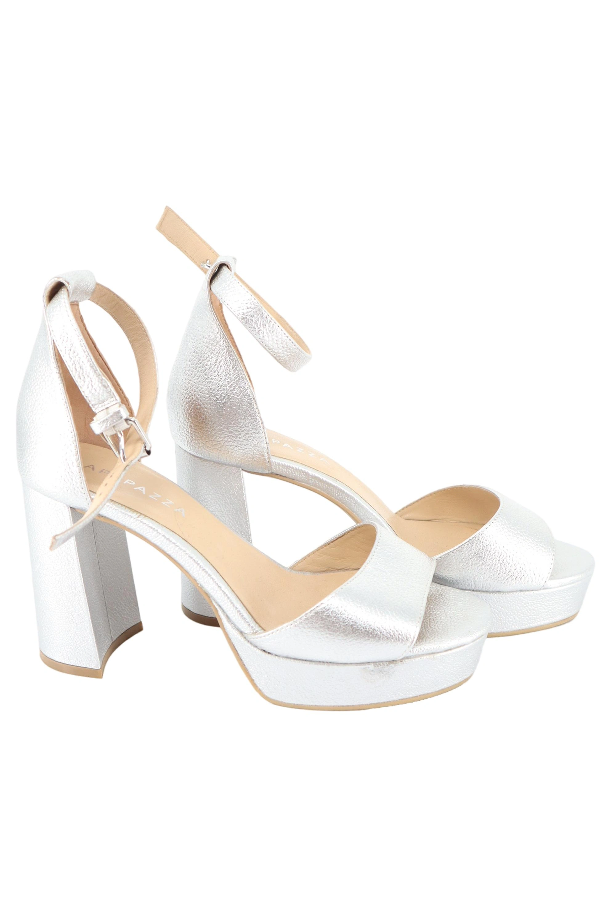 Apepazza Damen Plateausandalen Gr. 38 Silber Elegant Luxuriös High Heels 1