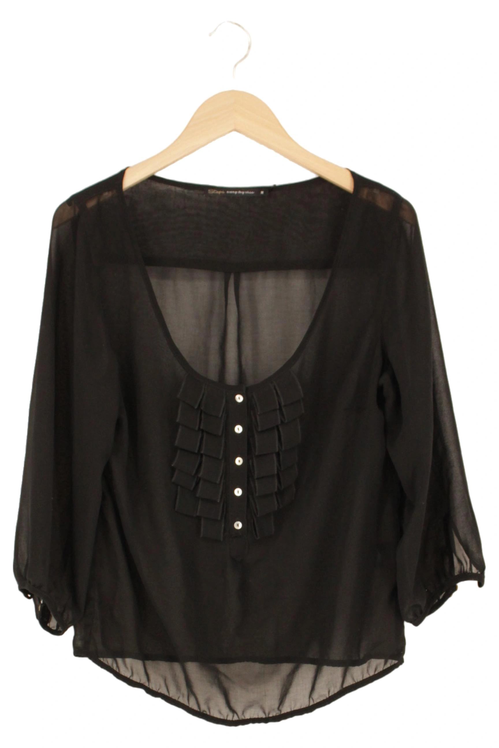 STEPS Bluse Damen M/38 Schwarz Elegant Klassisch Rüschen 3/4-Arm 1