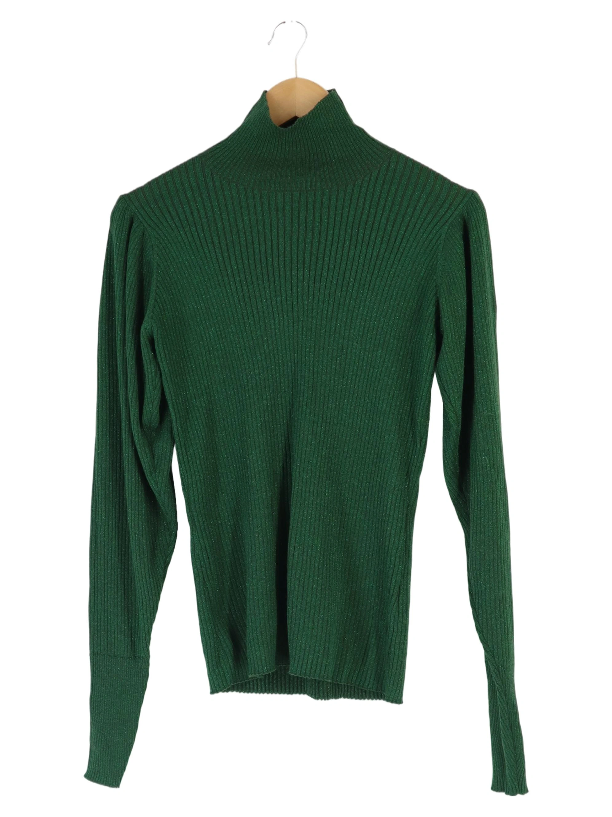 Custommade Damen Pullover 36/S Grün Rippstrick Rollkragen 1