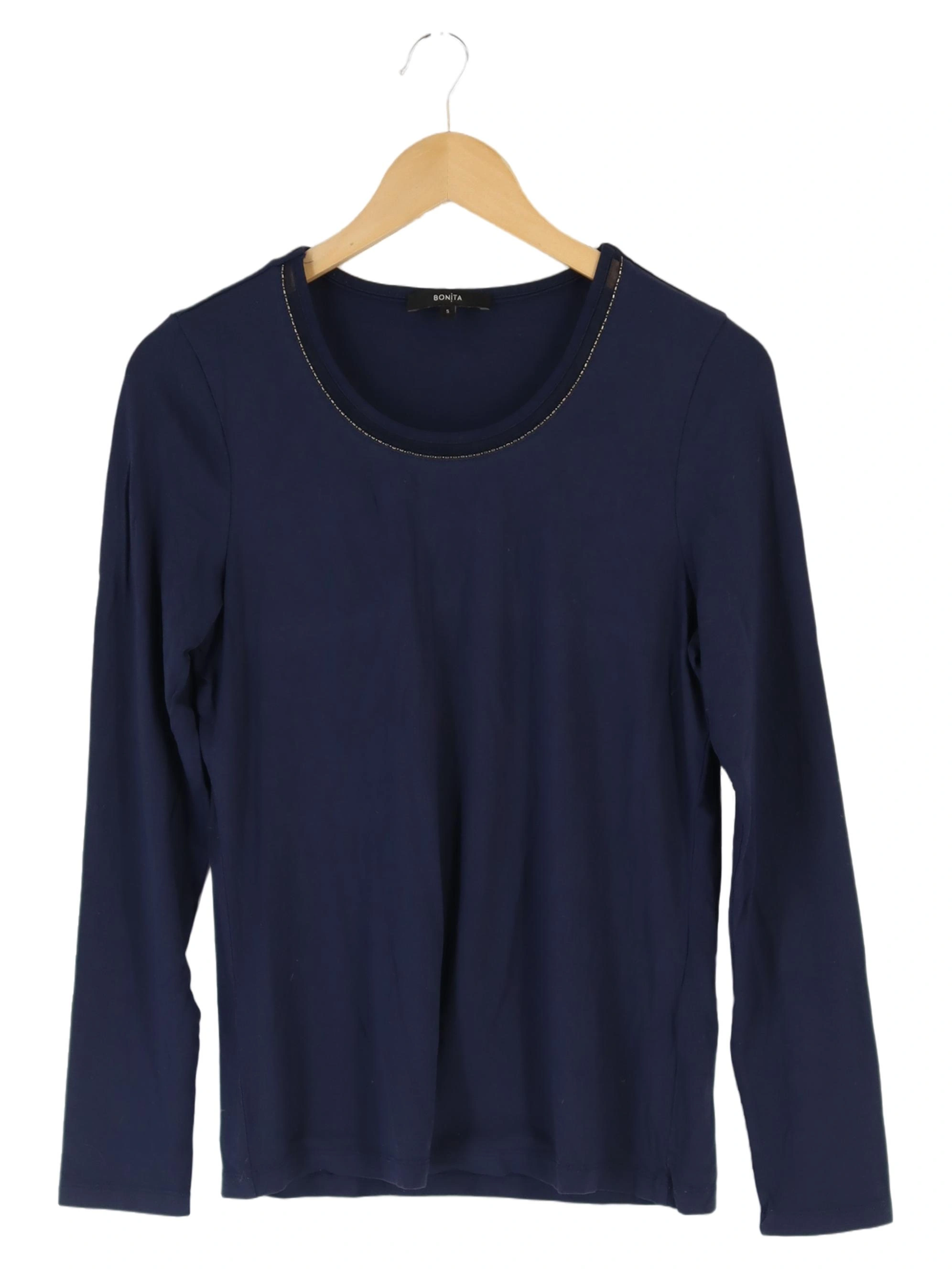 BONITA Damen Sweatshirt Blau Gr. 36/S Klassisch Elegant Viskose Langarm 1