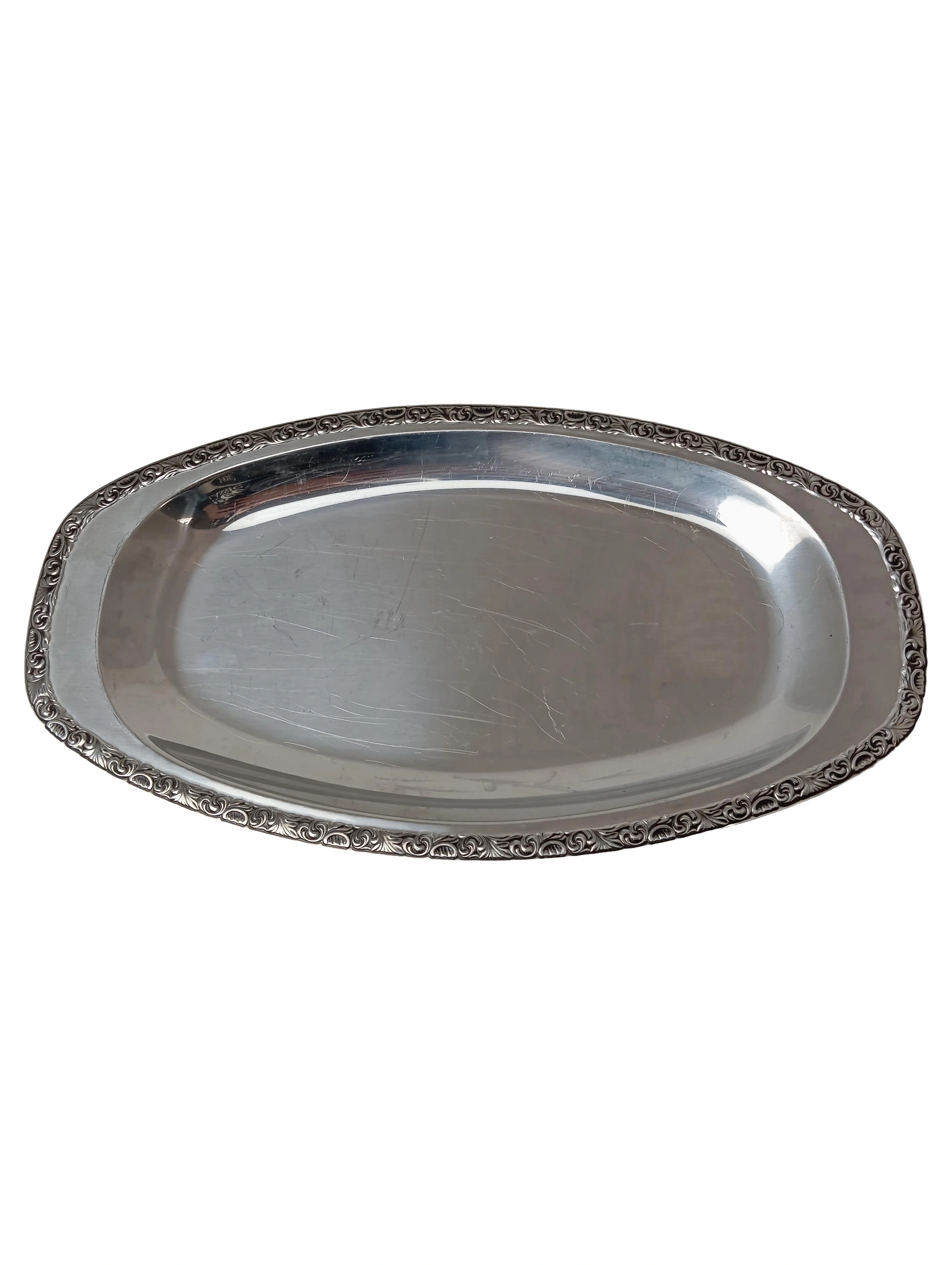 WMF Servierplatte Silber Klassisch Oval Metall Tablett 37x20 cm 1