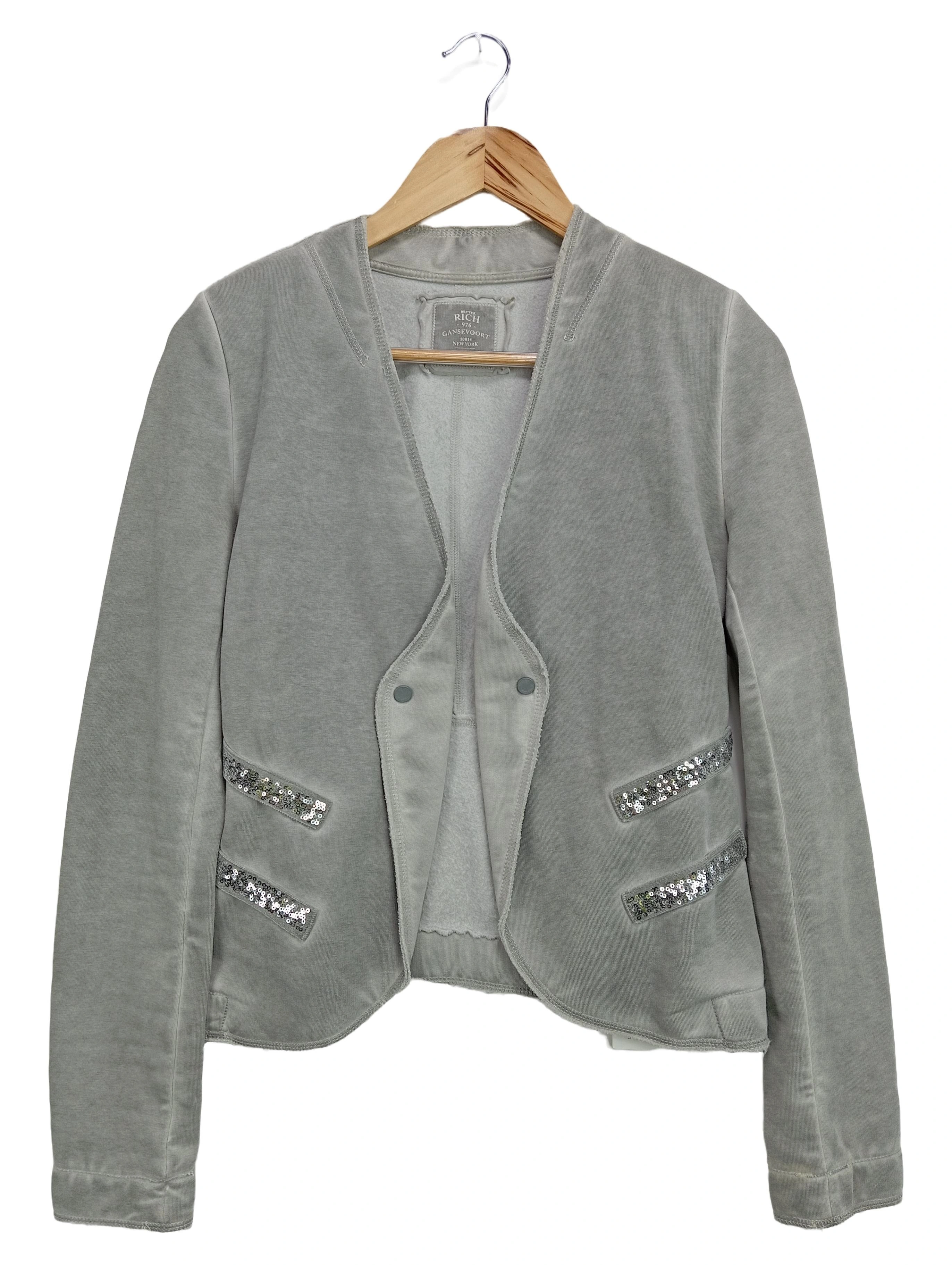 BETTER RICH Damen Sweatjacke Grau Gr. 32/XS Pailletten Casual Streetwear 1