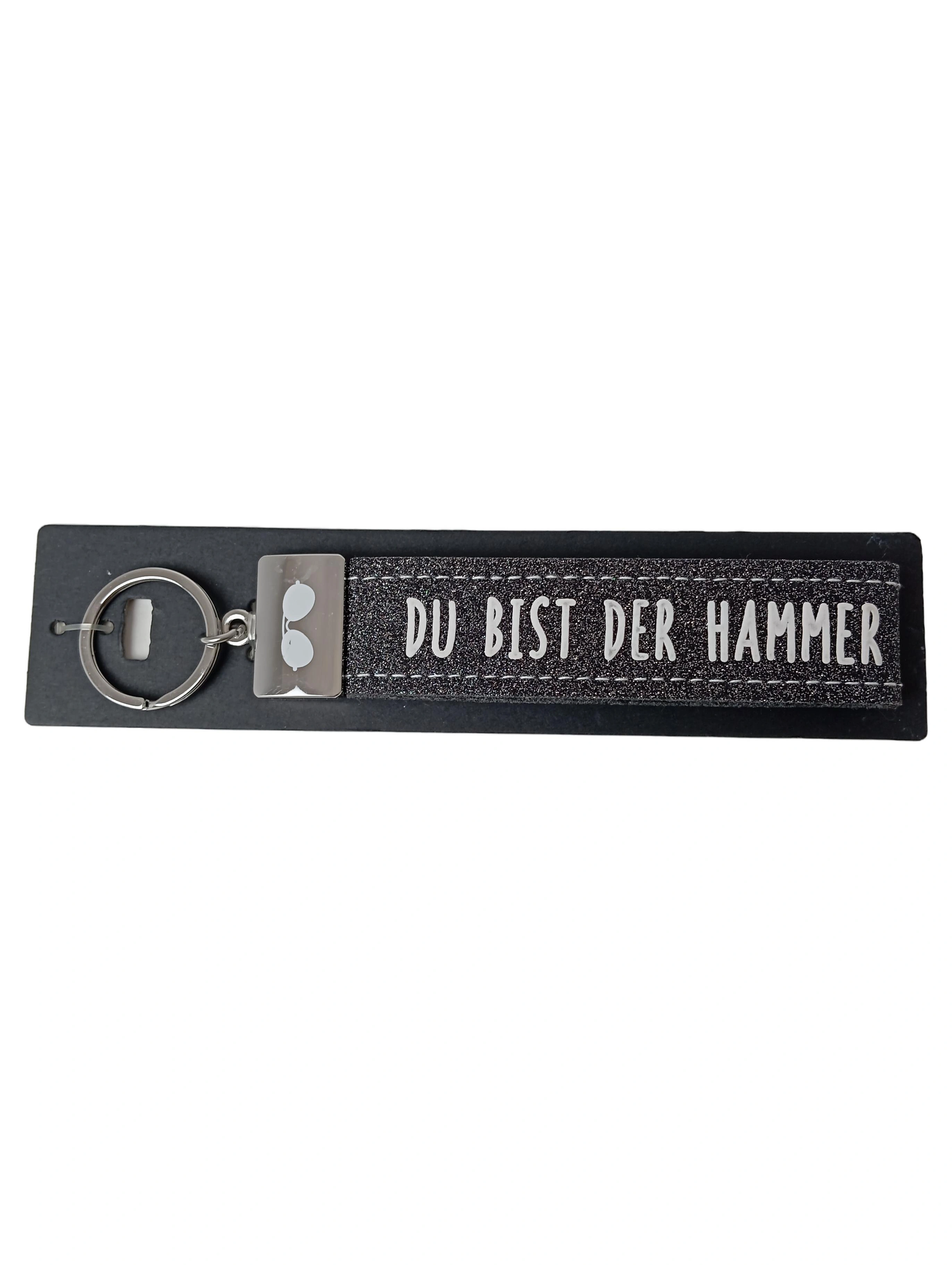 Depesche Schlüsselanhänger Casual Schwarz DU BIST DER HAMMER Glitzer 1