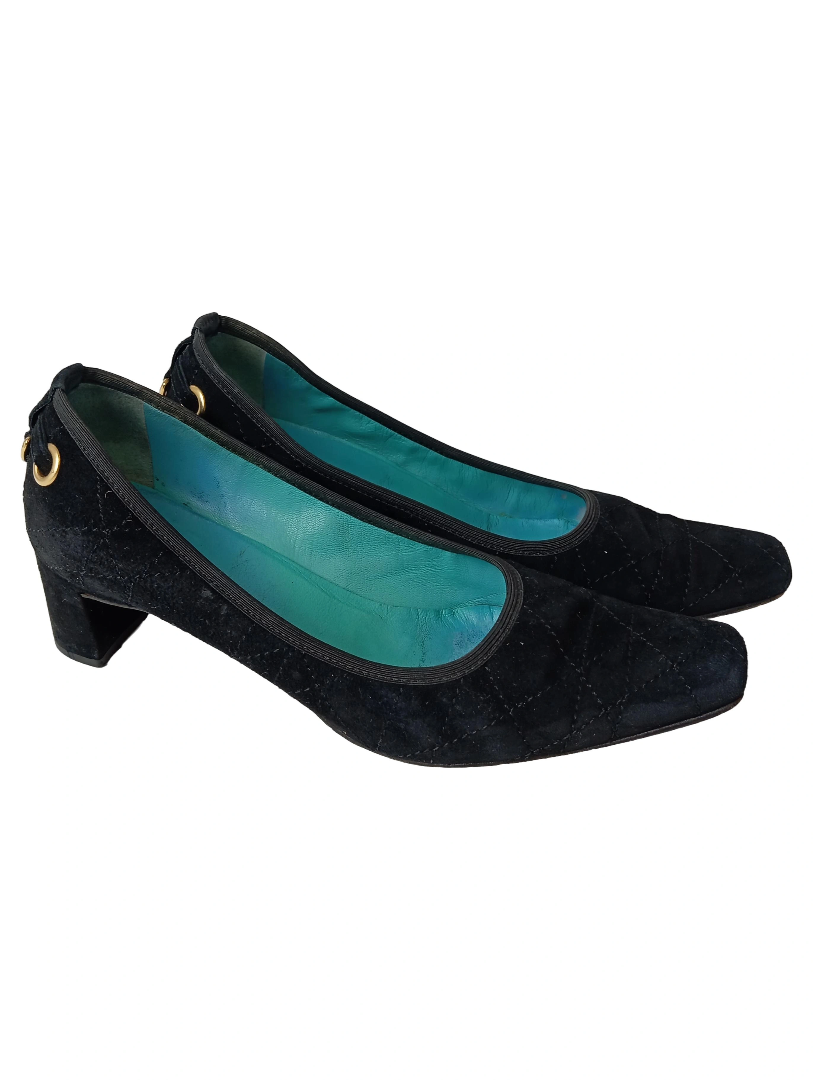 GERO Damen Pumps Gr. 39 Schwarz Wildleder Elegant Blockabsatz 1