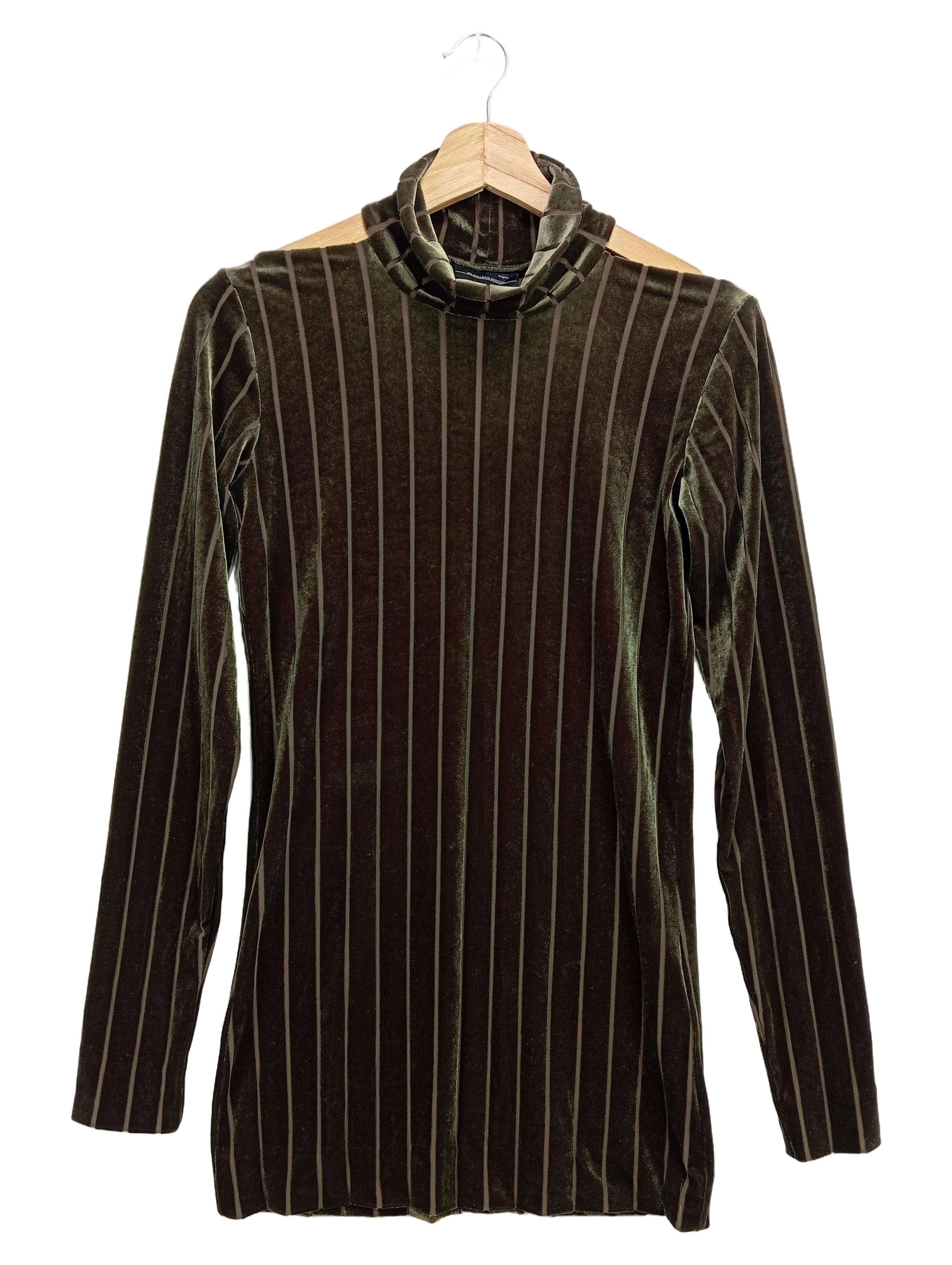 BY MALENE BIRGER Damen Langarmshirt S/36 Braun Samt Gestreift Rollkragen 1