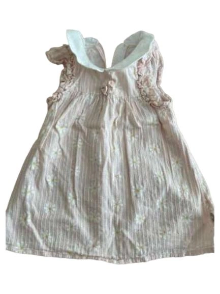 DAVE&BELLA Kinder Blusenkleid Gr. 104 Beige Gestreift Blumenmuster 1
