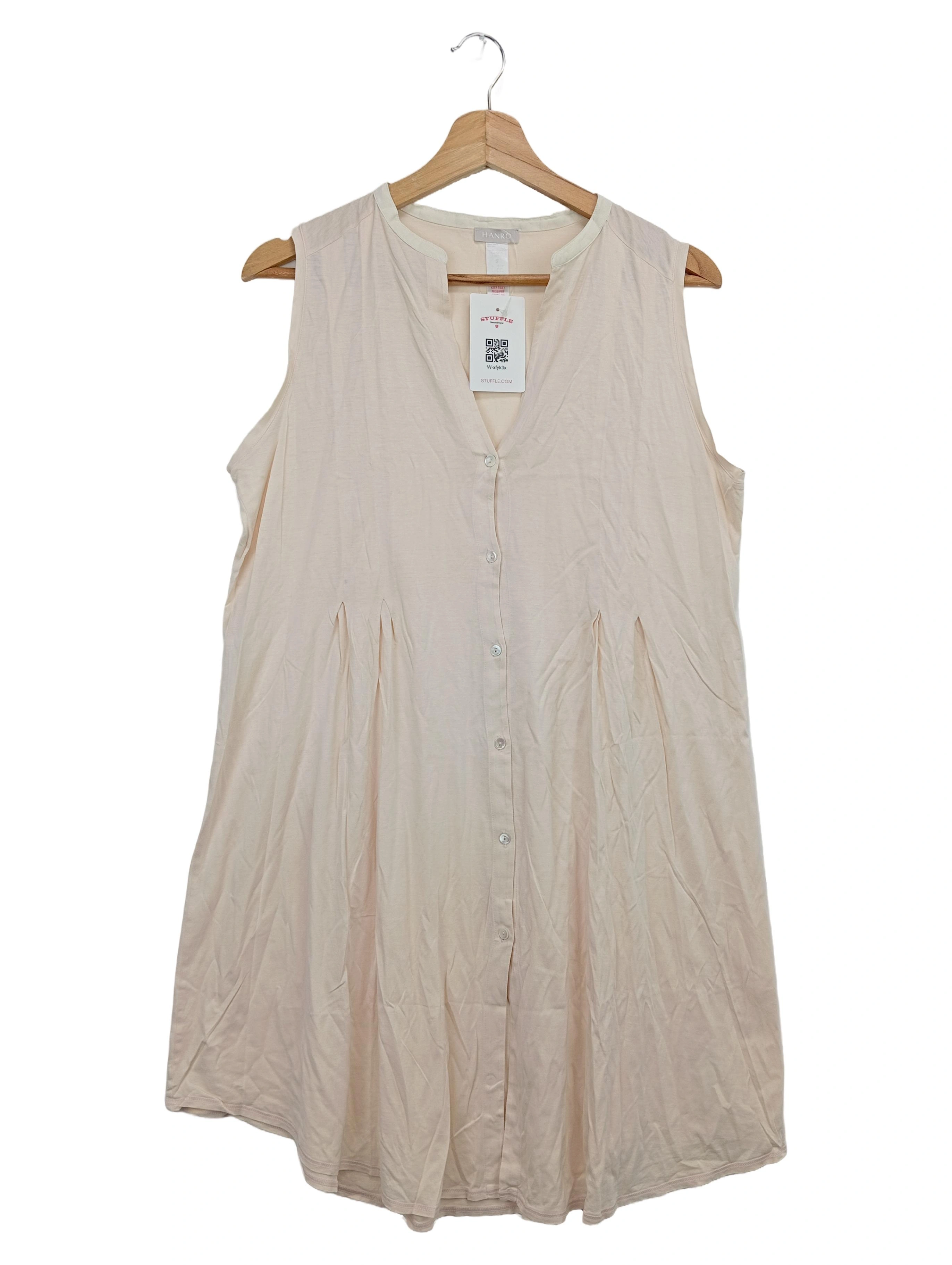 HANRO Nachthemd Damen 36/S Beige Klassisch Ärmellos Baumwolle Schlafshirt 1