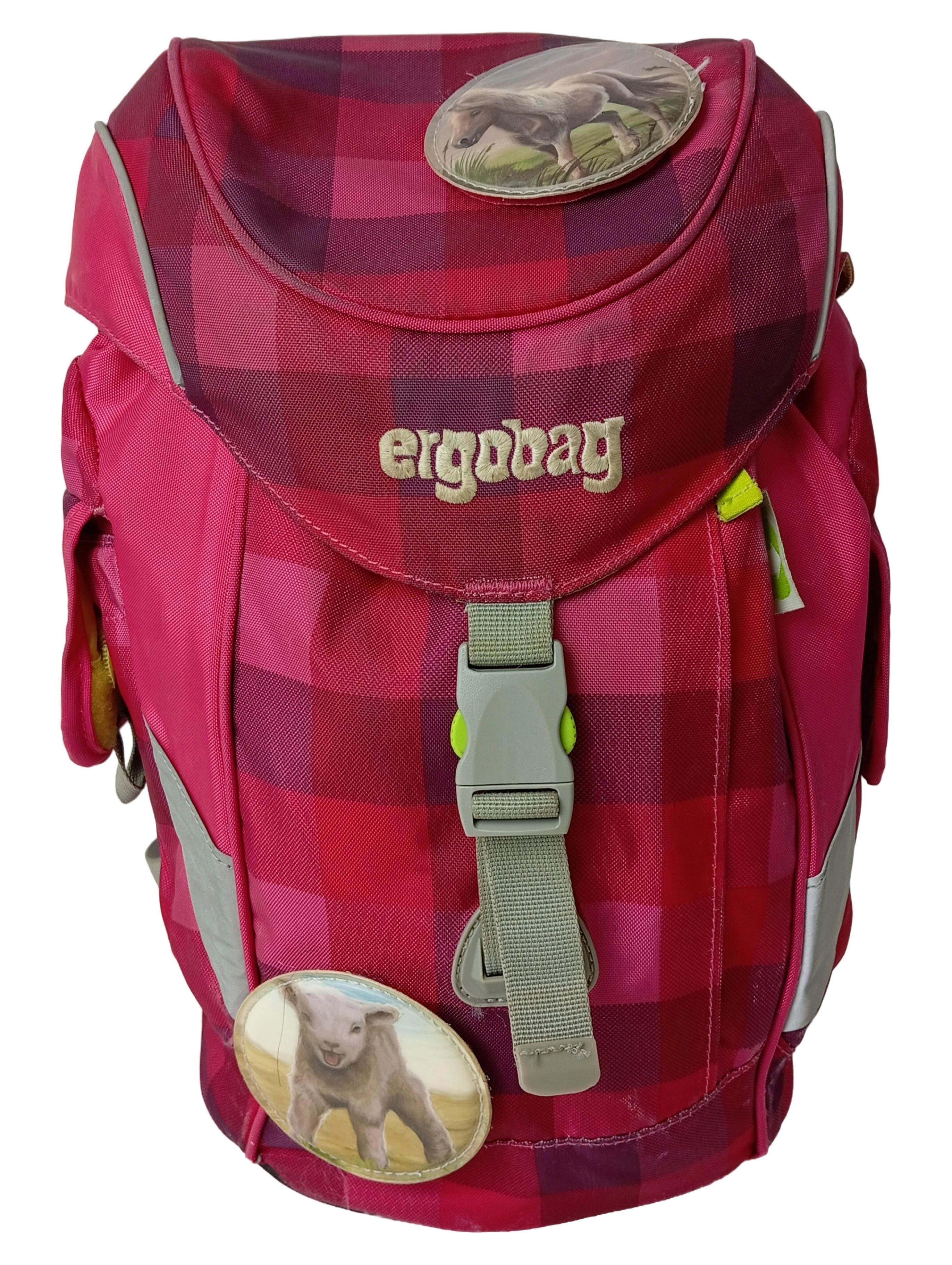 ERGOBAG Schulranzen Kinder Rot Kariert Pferd Kuh Ranzen Schultasche 1