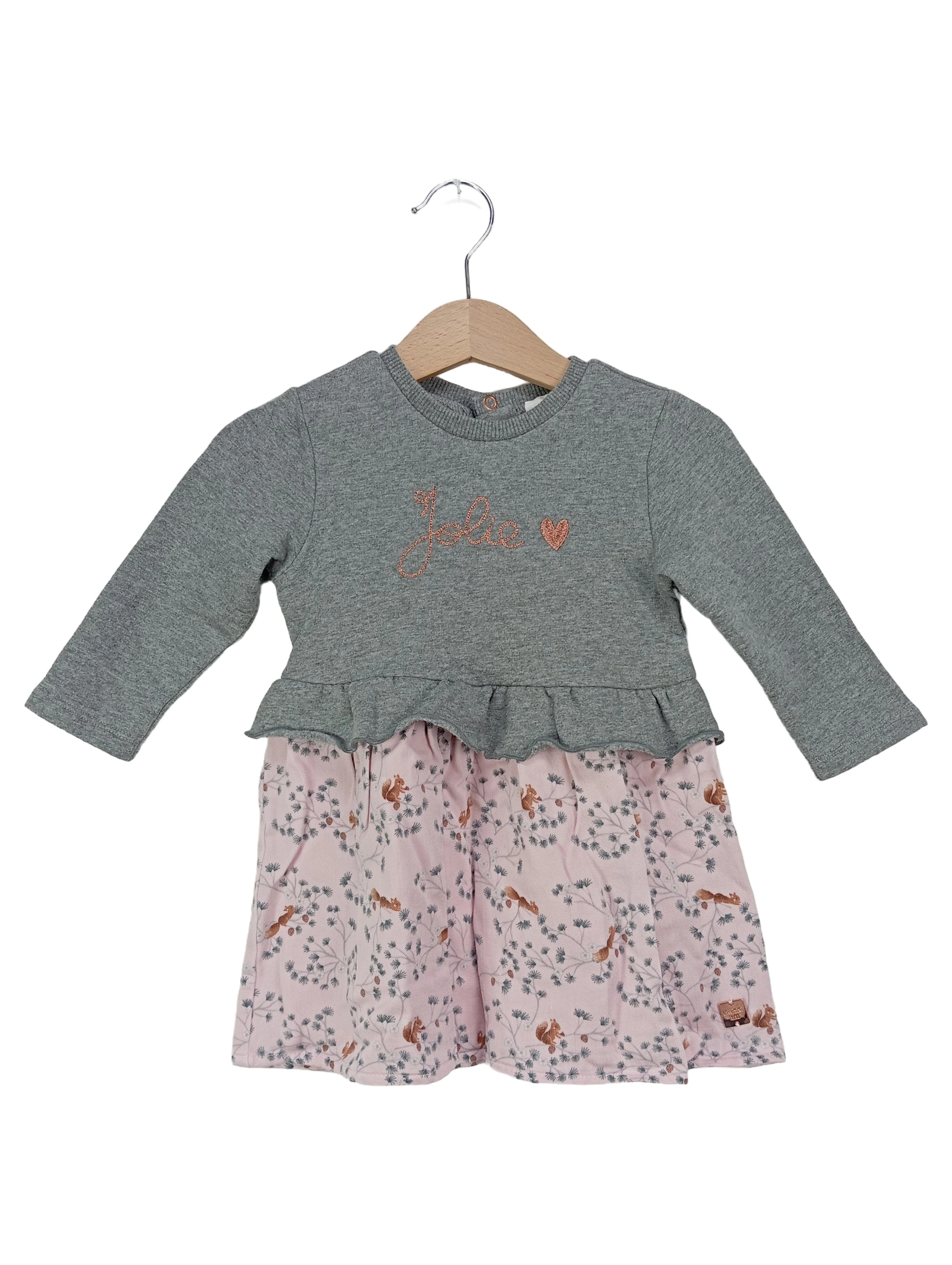 CARREMENT BEAU Kinder Freizeitkleid Gr. 71/74 Rosa Blumenmuster Rüschen 1