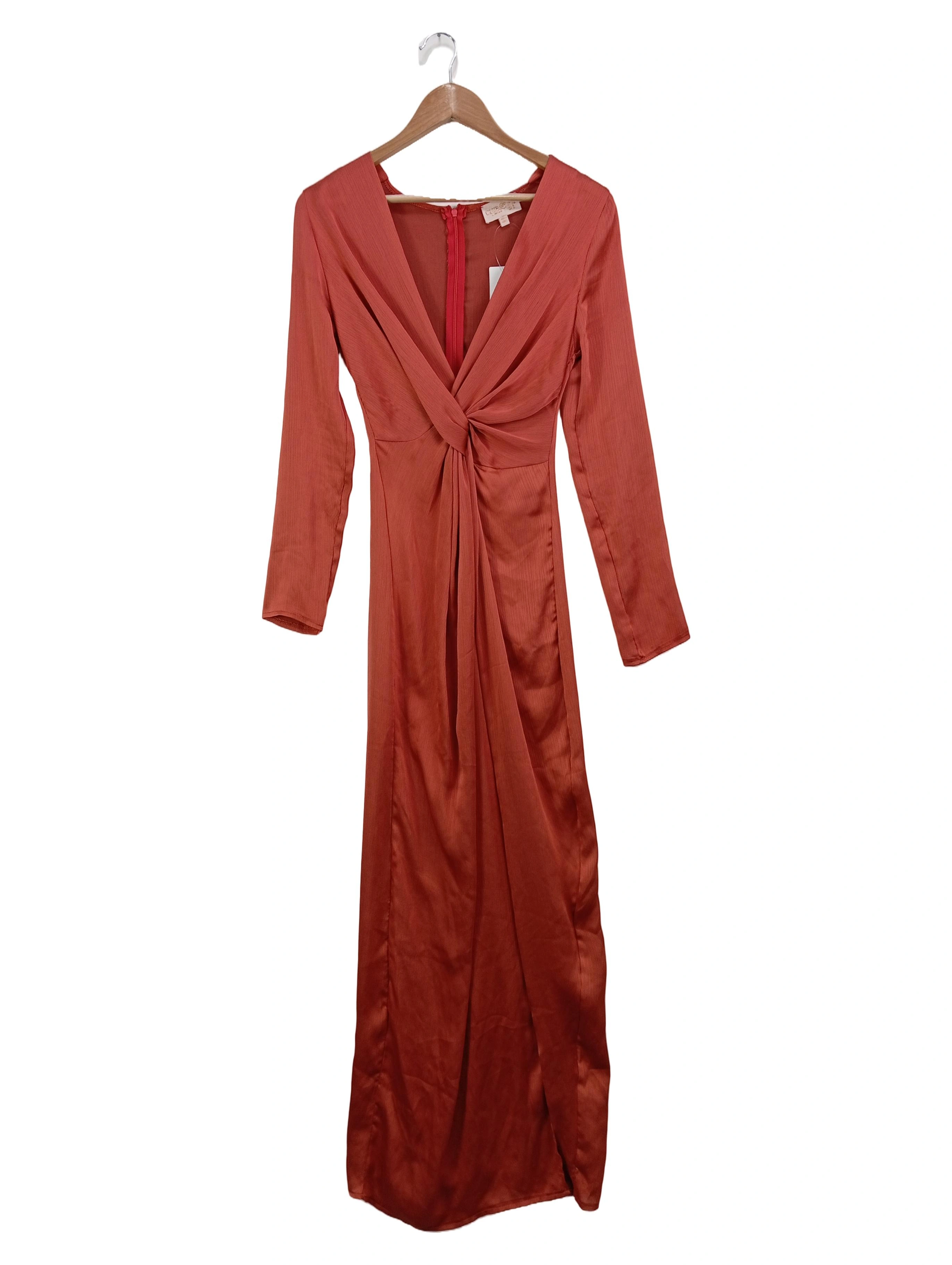 CLUB L LONDON Freizeitkleid Damen 36;S Rot Elegant Maxikleid Langarm 1
