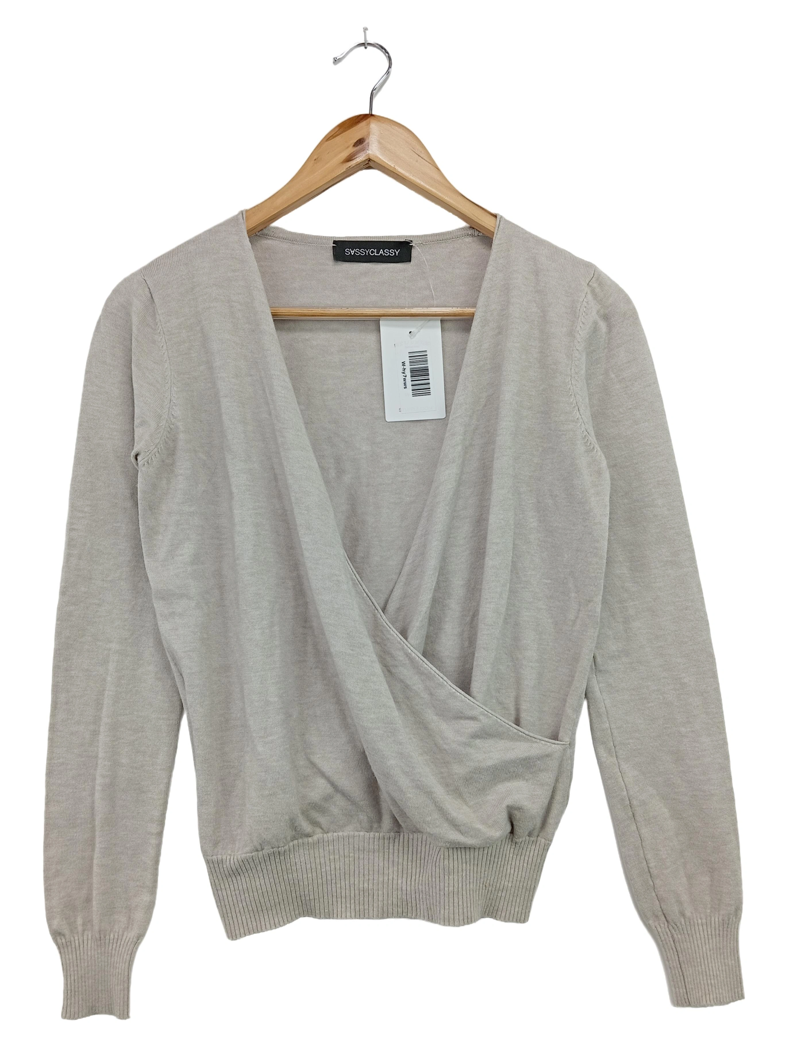 SASSYCLASSY Damen Pullover Gr. 36/S Beige Rippstrick Elegant Büro Viskose 1