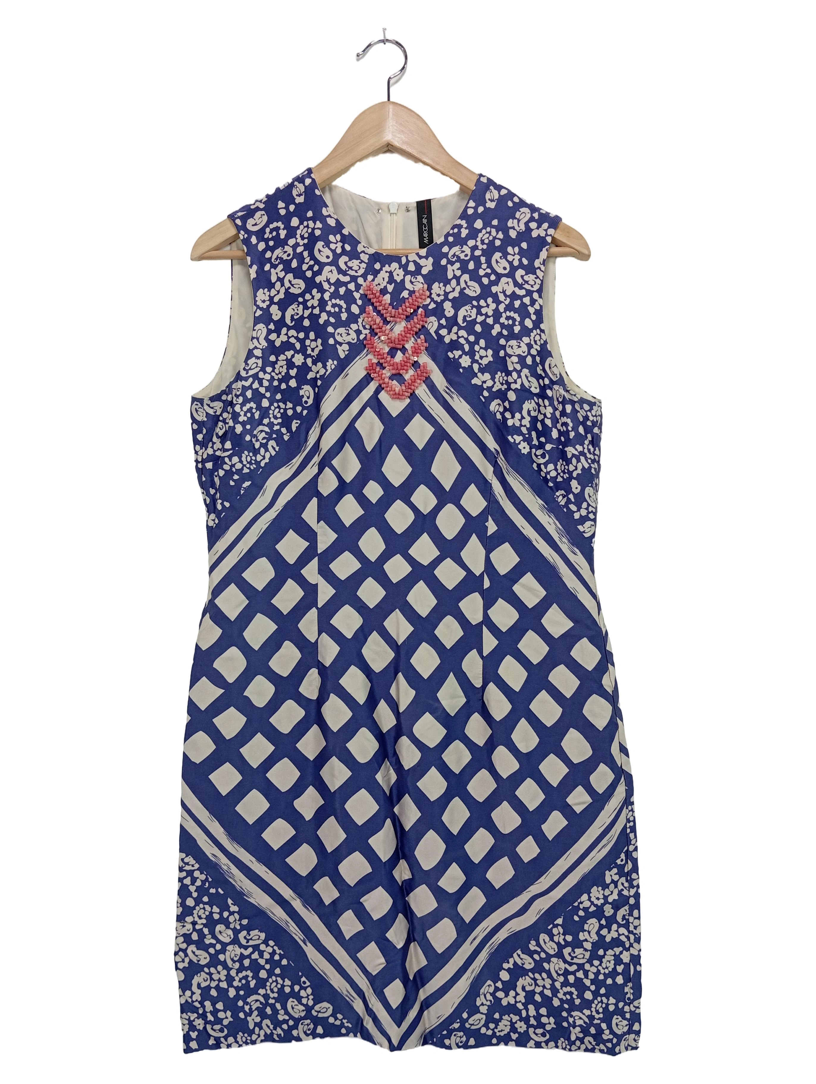 MARC CAIN Freizeitkleid Damen Gr. 38/M Blau Gemustert Ärmellos 1