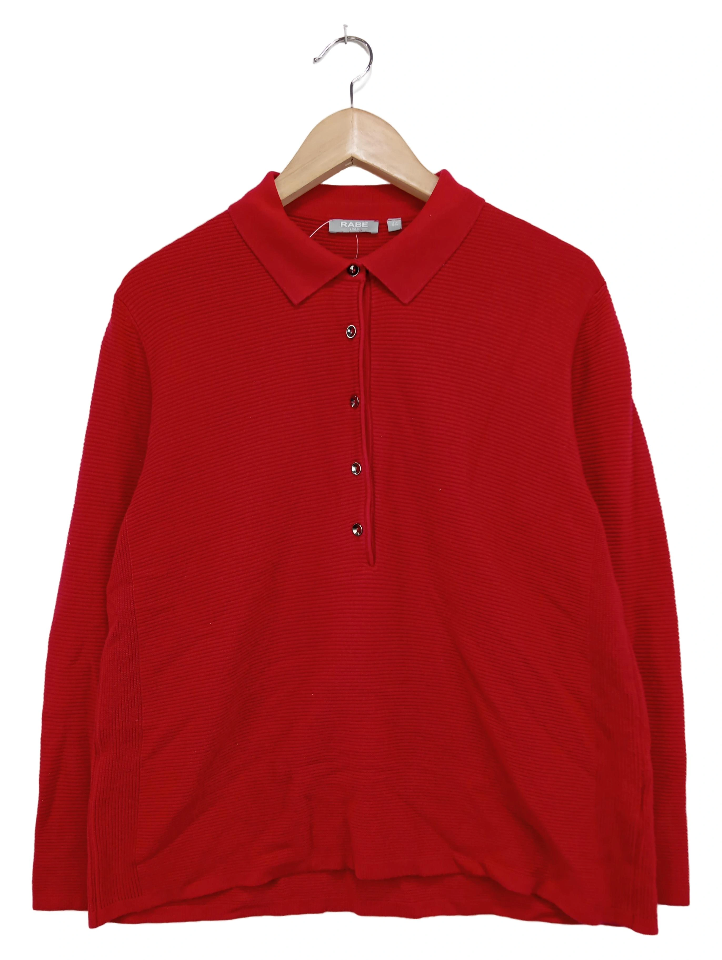 RABE Damen Pullover Gr. 44/L Rot Modal Rippstrick Elegant 1