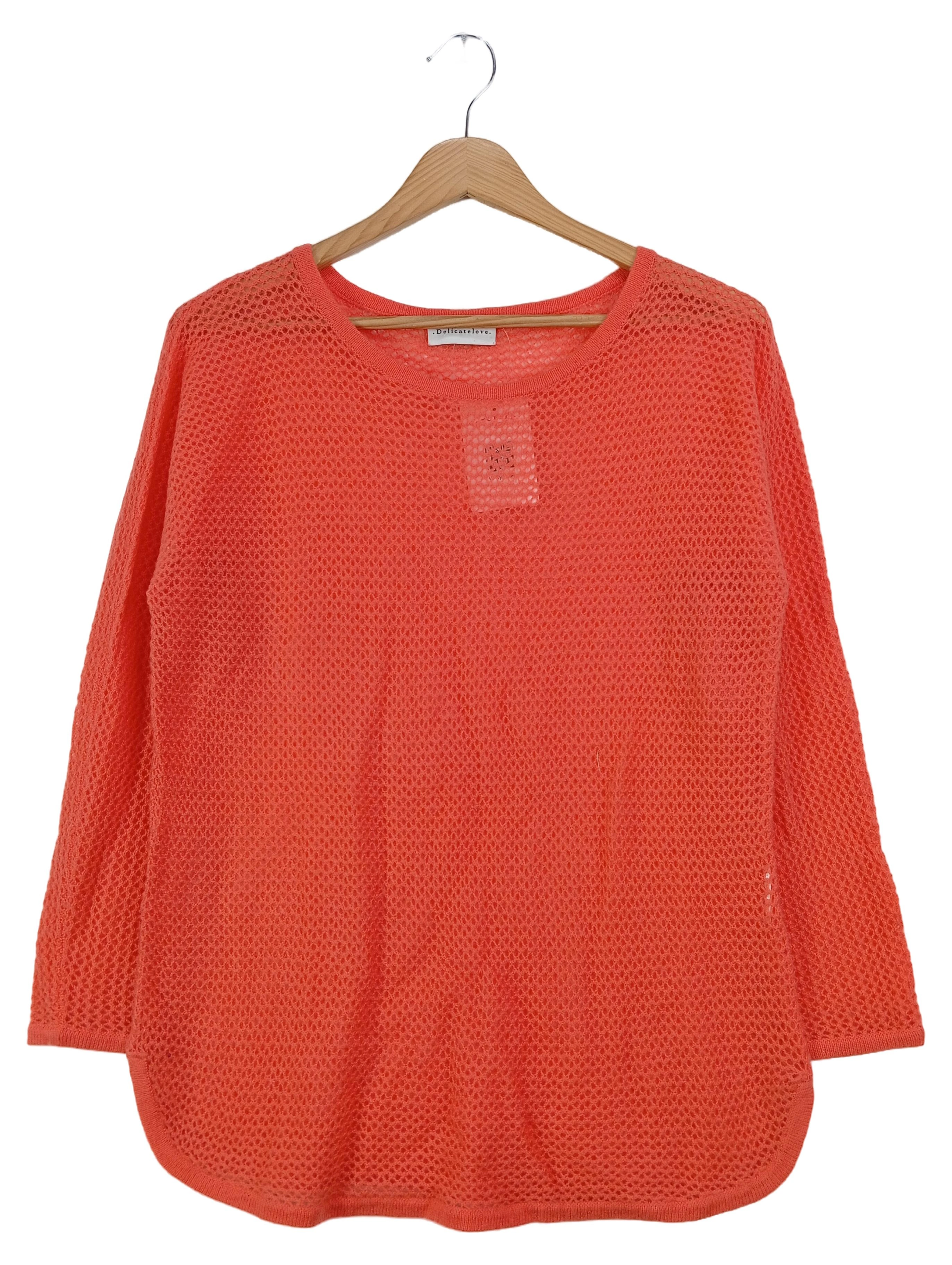 DELICATE LOVE Damen Pullover Rot Gr. 36/S Casual Lochmuster Strick 1