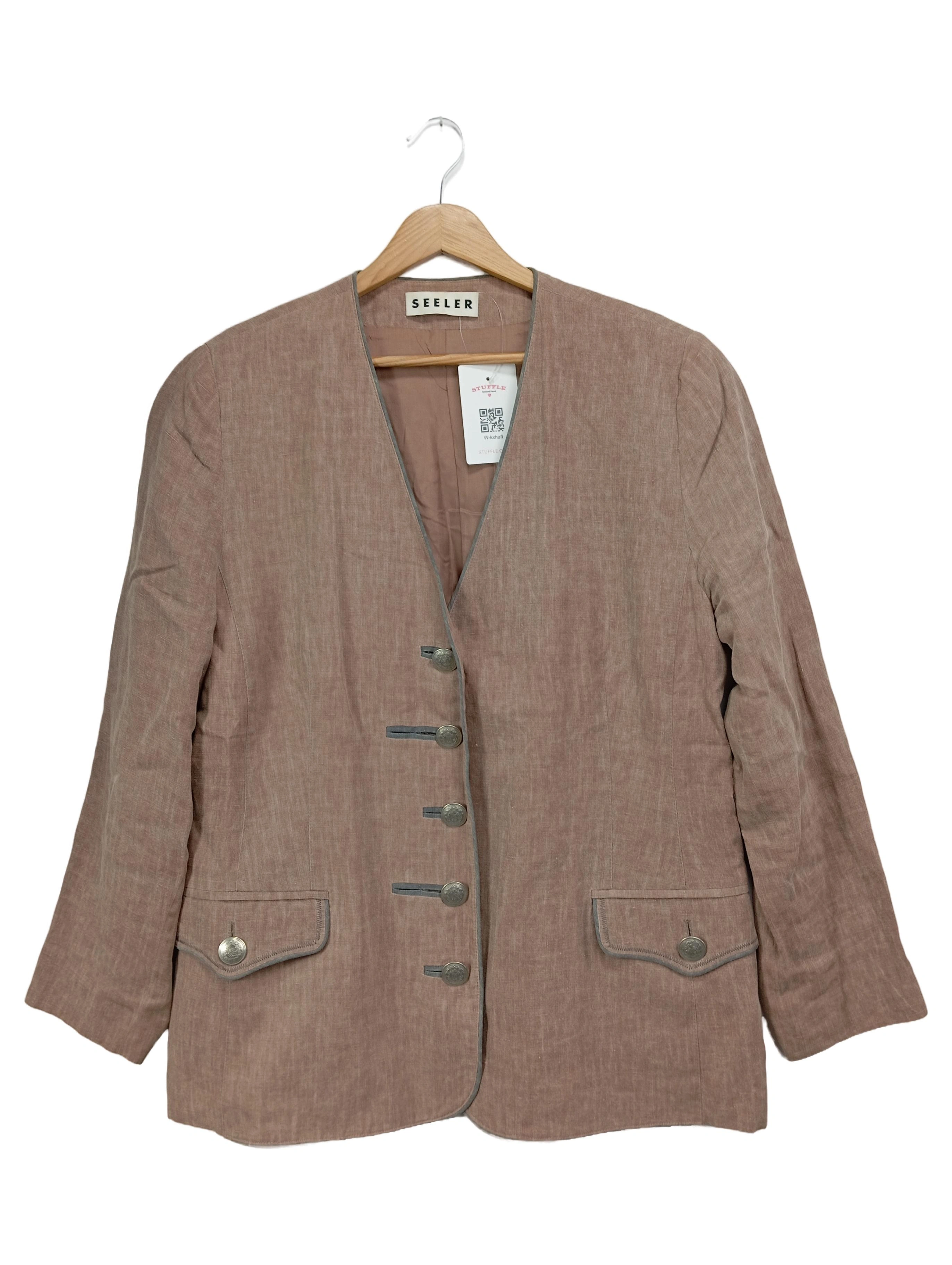 SEELER Damen Trachtenjacke 44/XXL Braun Leinen Traditionell 1