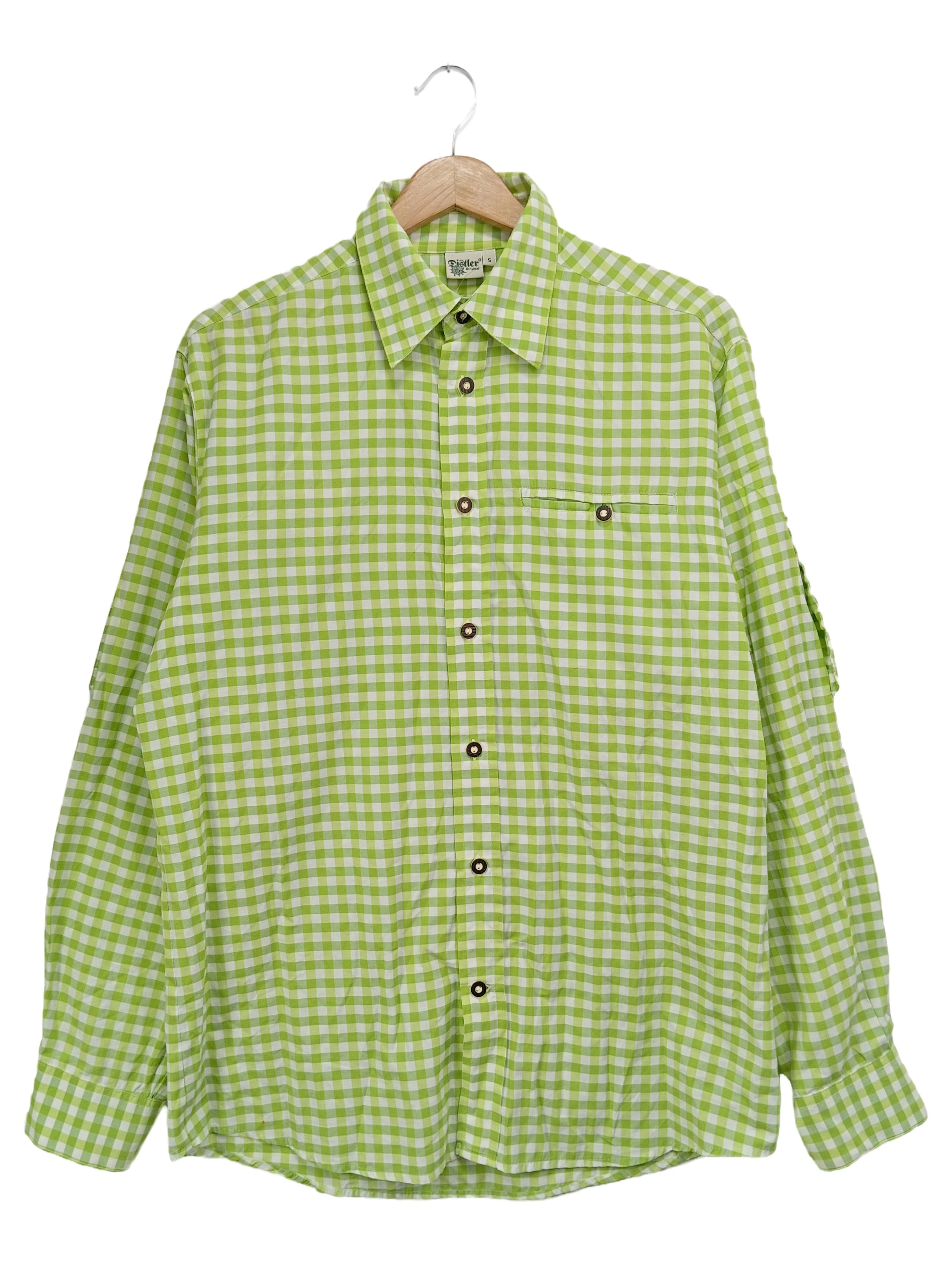 DISTLER ORIGINAL Herren Freizeithemd Kariert Grün Größe 46/S Langarm 1